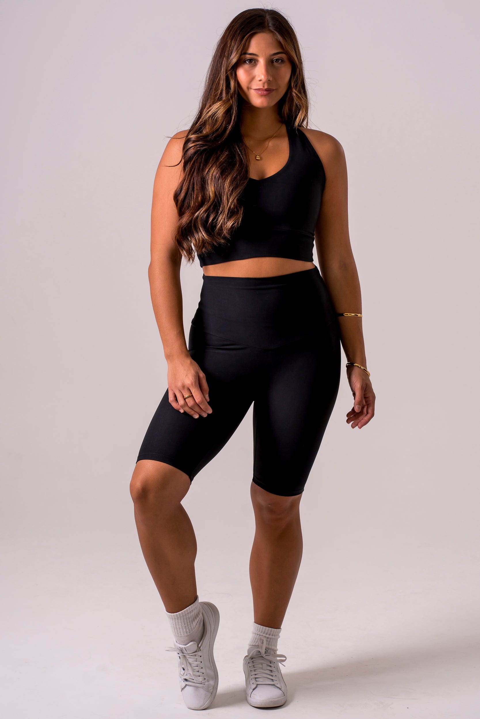 Black Dynamic High Waisted Bike Shorts