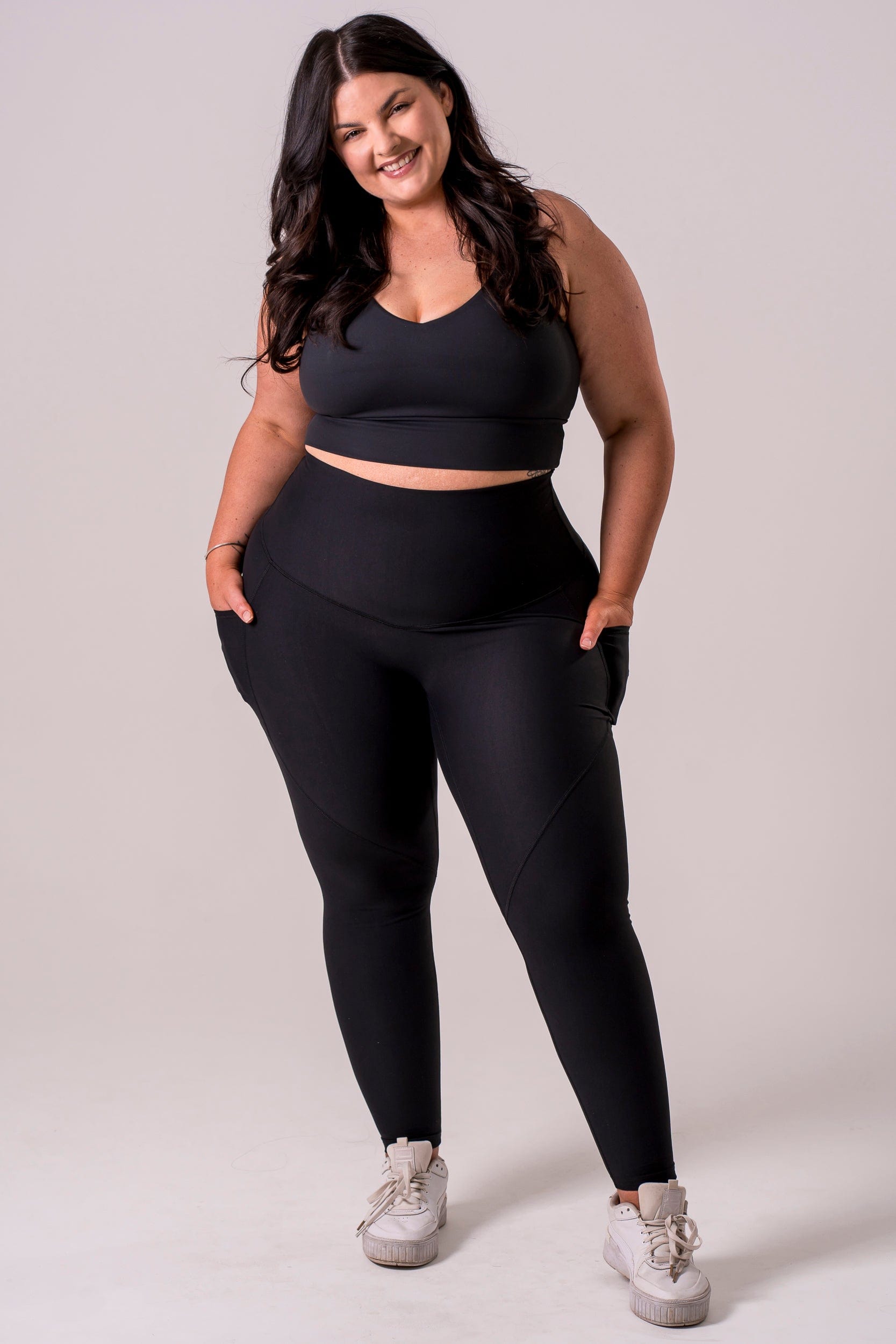 Black Dynamic High Waisted Pocket Shaper Ankle Biter Leggings
