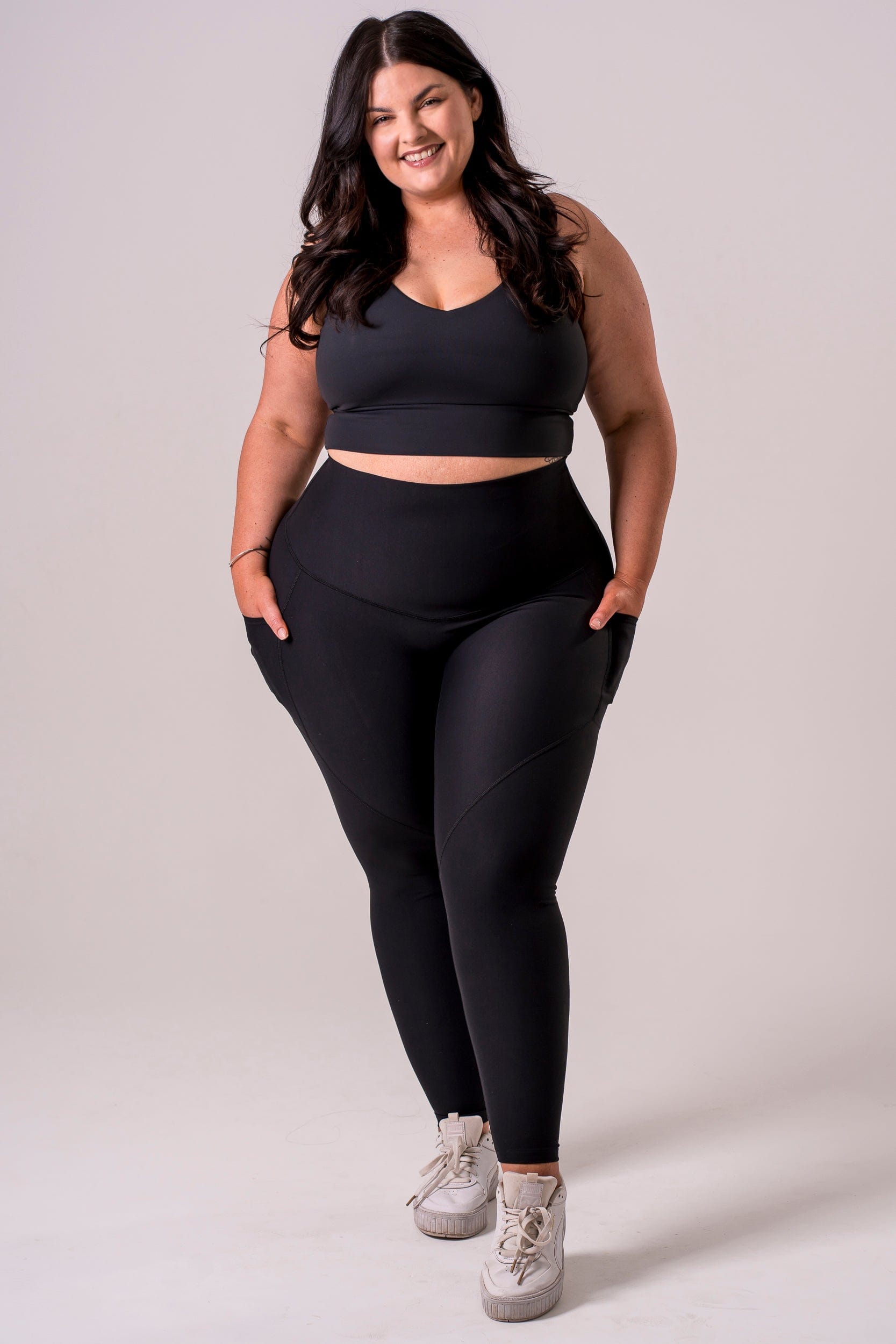 Black Dynamic High Waisted Pocket Shaper Ankle Biter Leggings