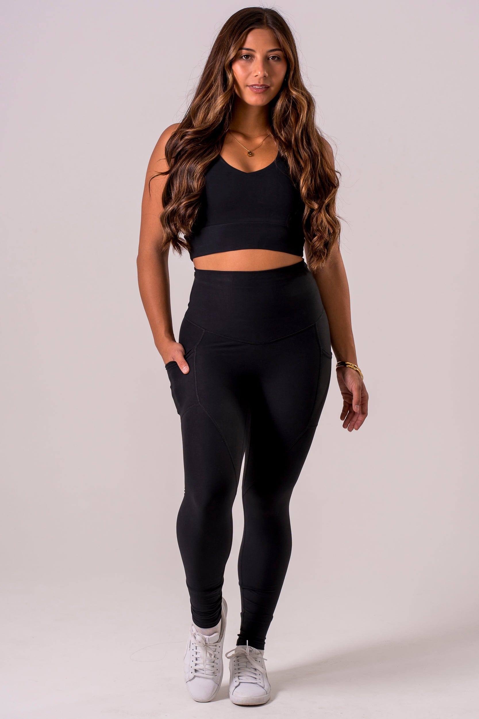 Black Dynamic High Waisted Pocket Shaper Ankle Biter Leggings