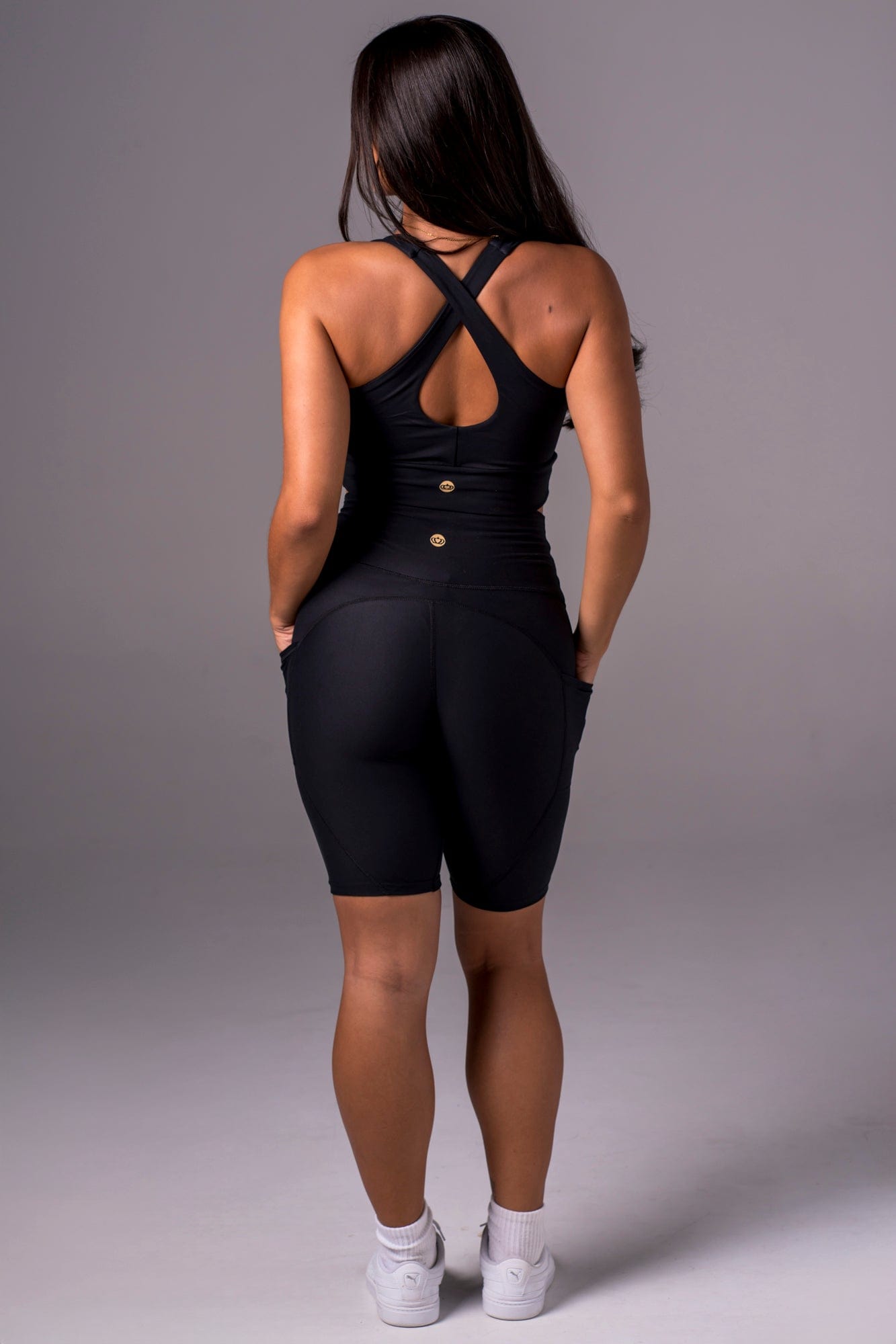 Black Dynamic High Waisted Pocket Shaper Bike Shorts
