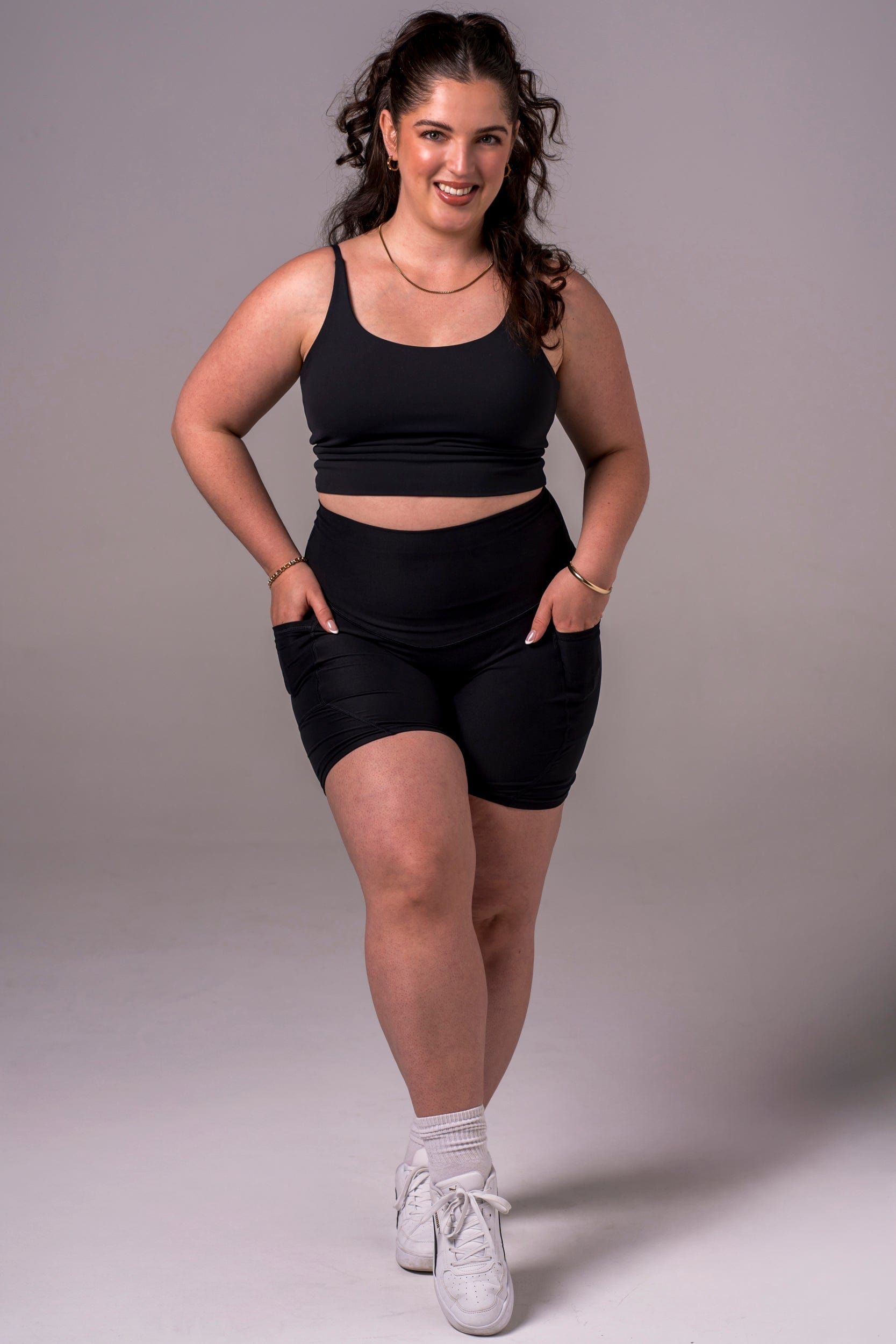 Black Dynamic High Waisted Pocket Shaper Booty Shorts