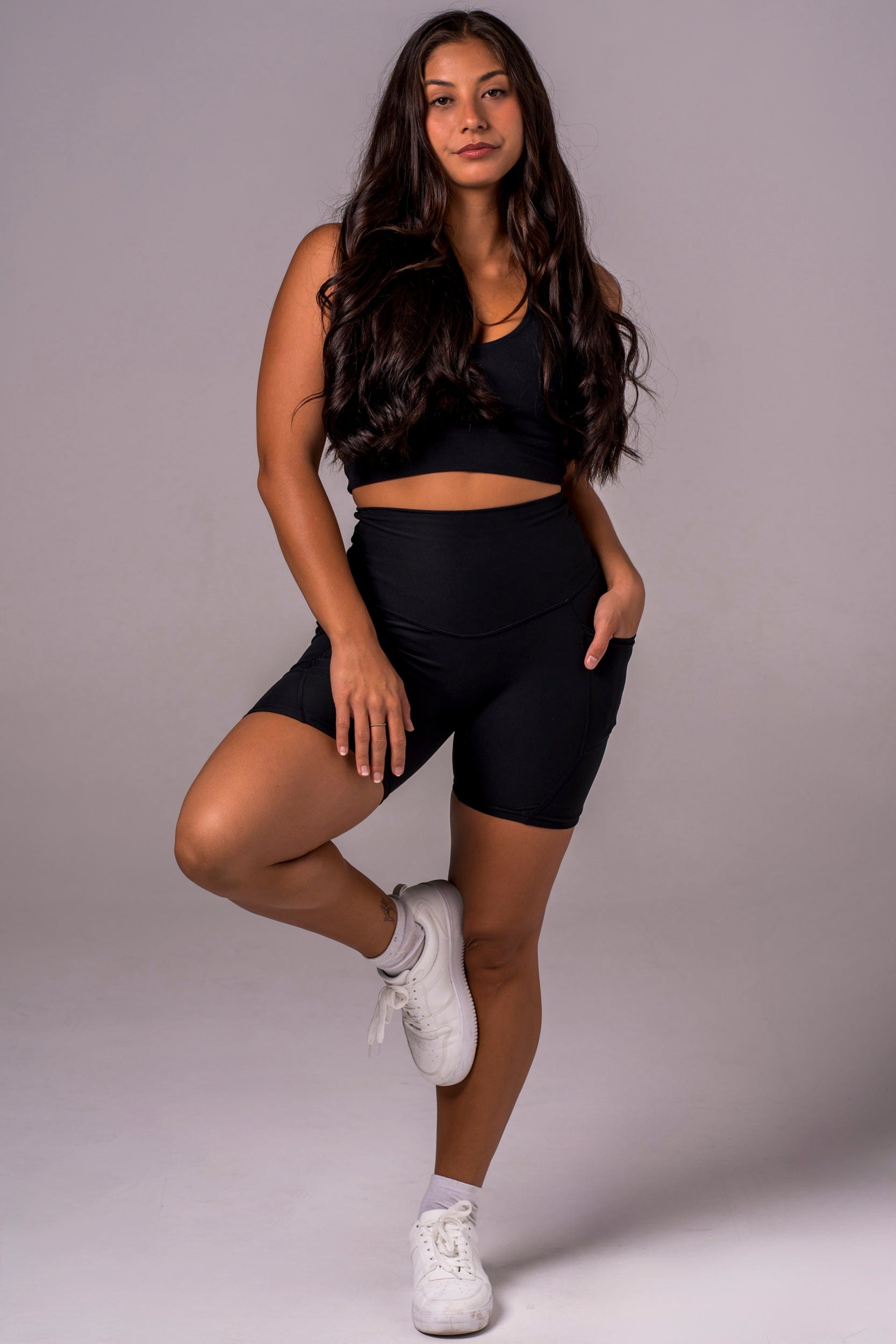 Black Dynamic High Waisted Pocket Shaper Booty Shorts