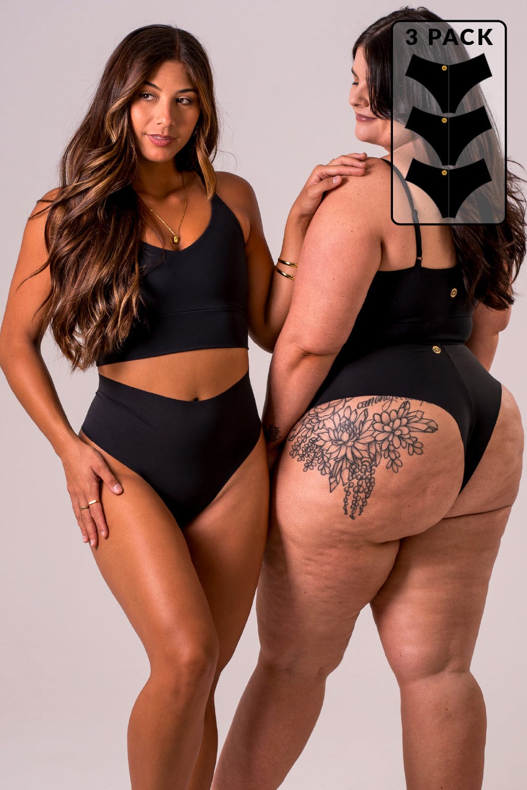 Black Luxe High Waisted Underwear 3 Pack