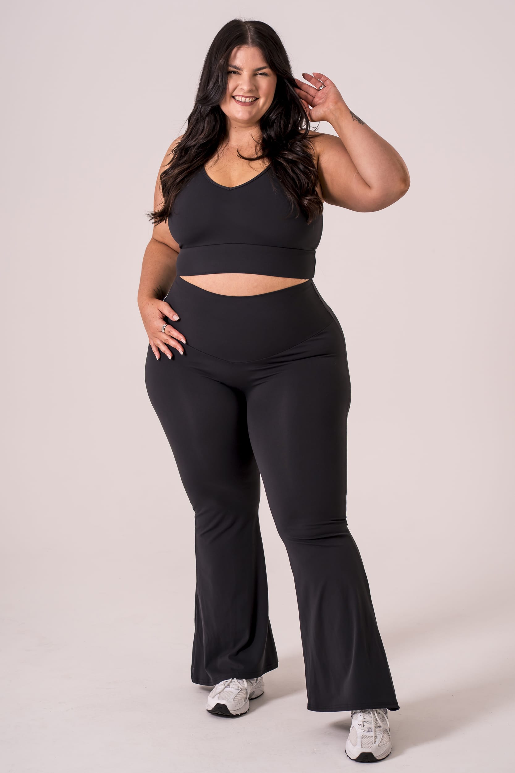 Black Luxe Pocket Yoga Pants | High Waisted Flare | Empress