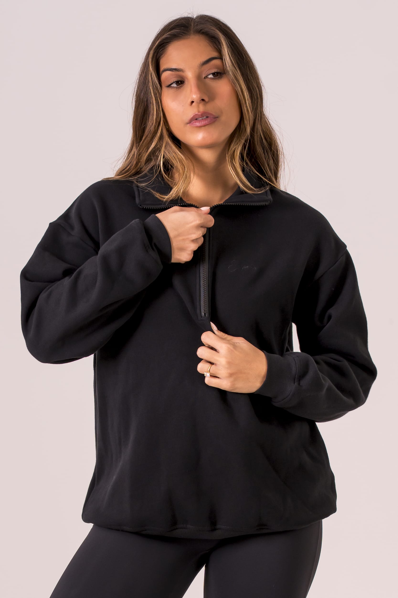 Black Quarter Zip Sweater