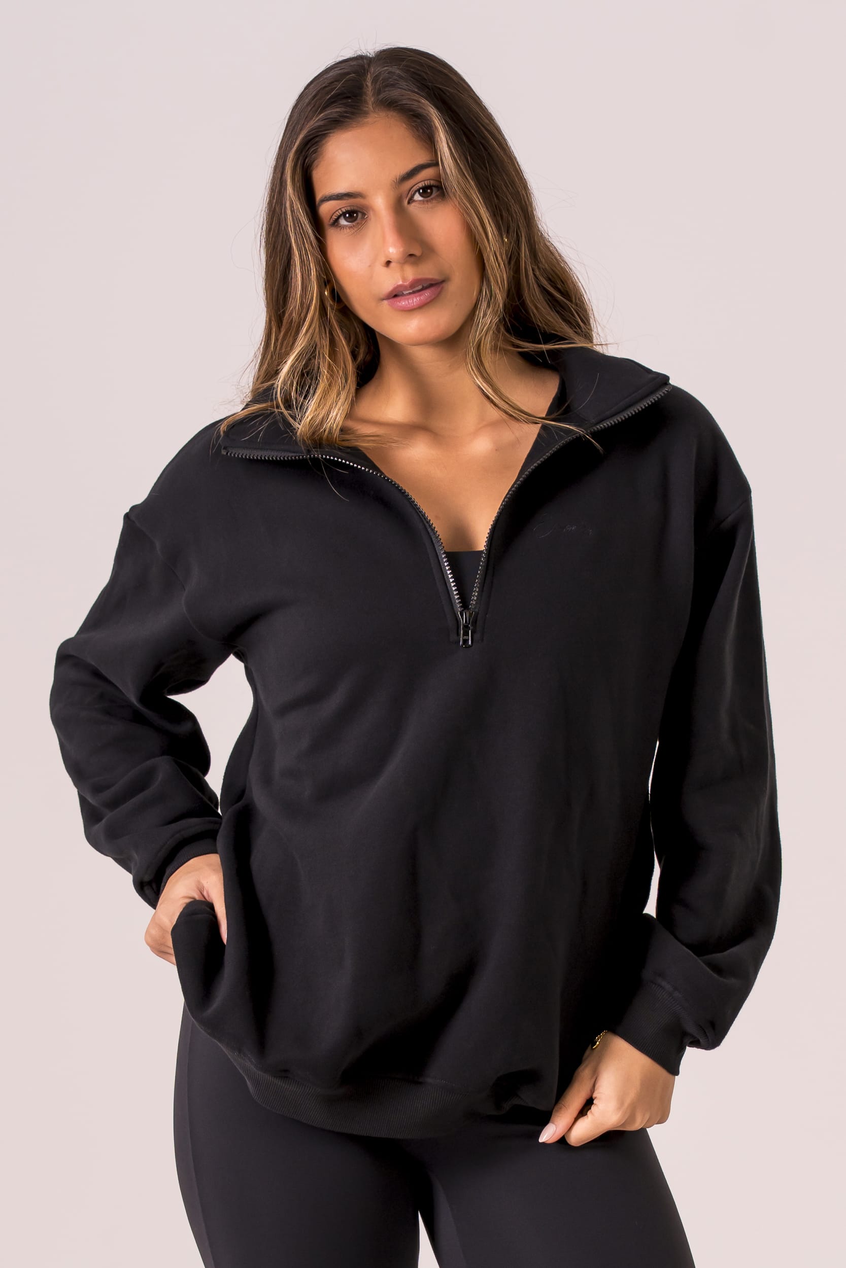 Black Quarter Zip Sweater