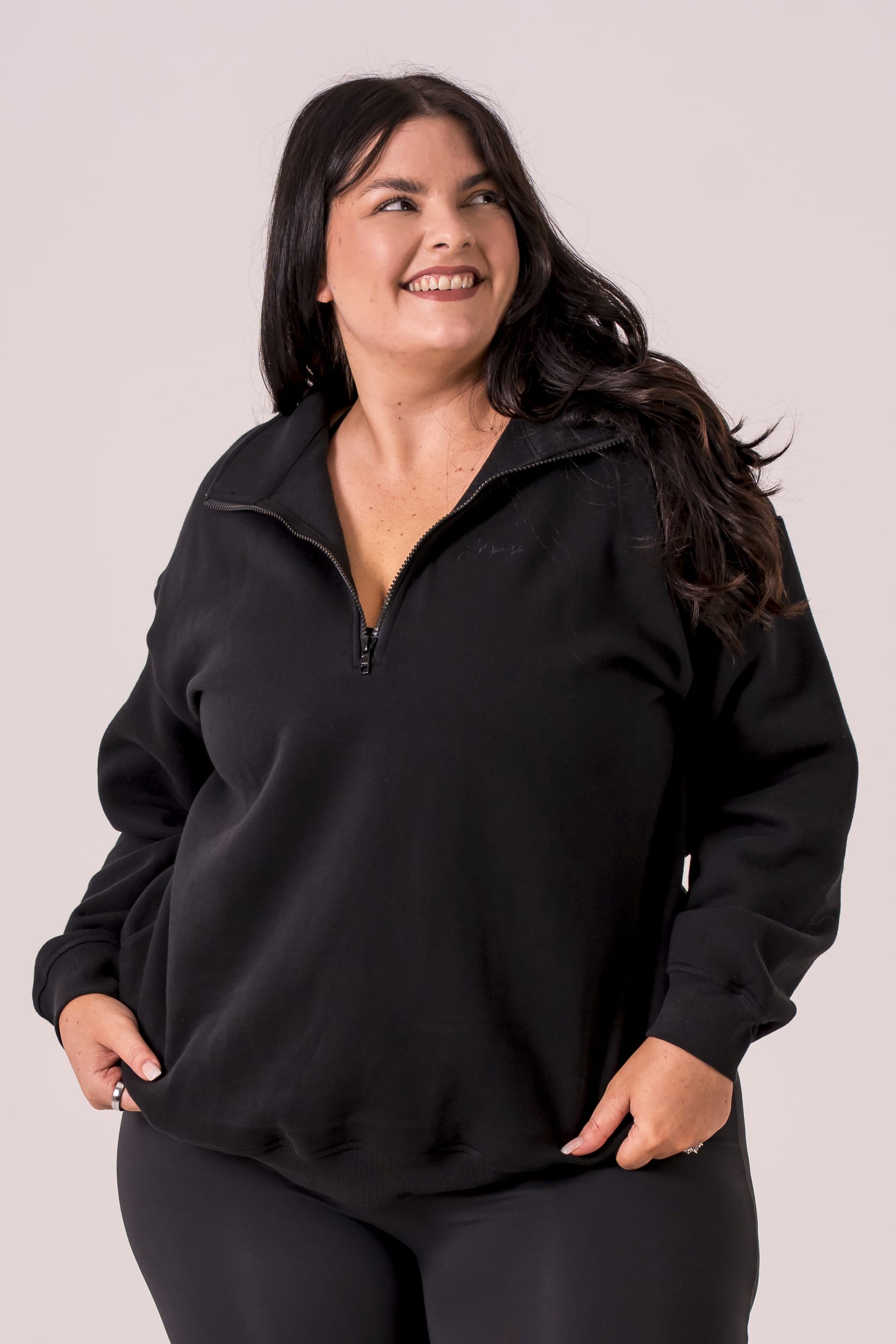 Black Quarter Zip Sweater