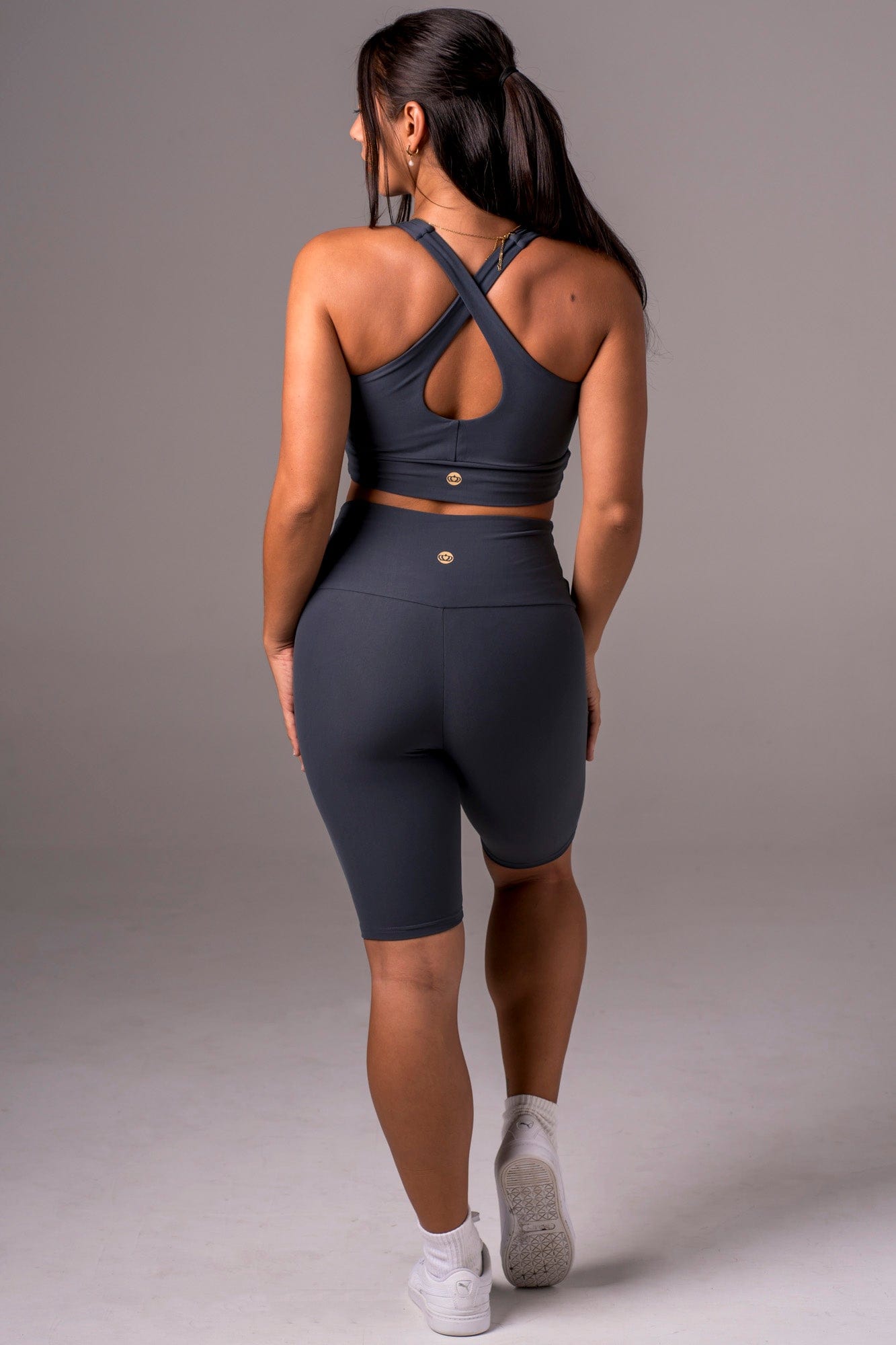 Charcoal Dynamic High Waisted Bike Shorts
