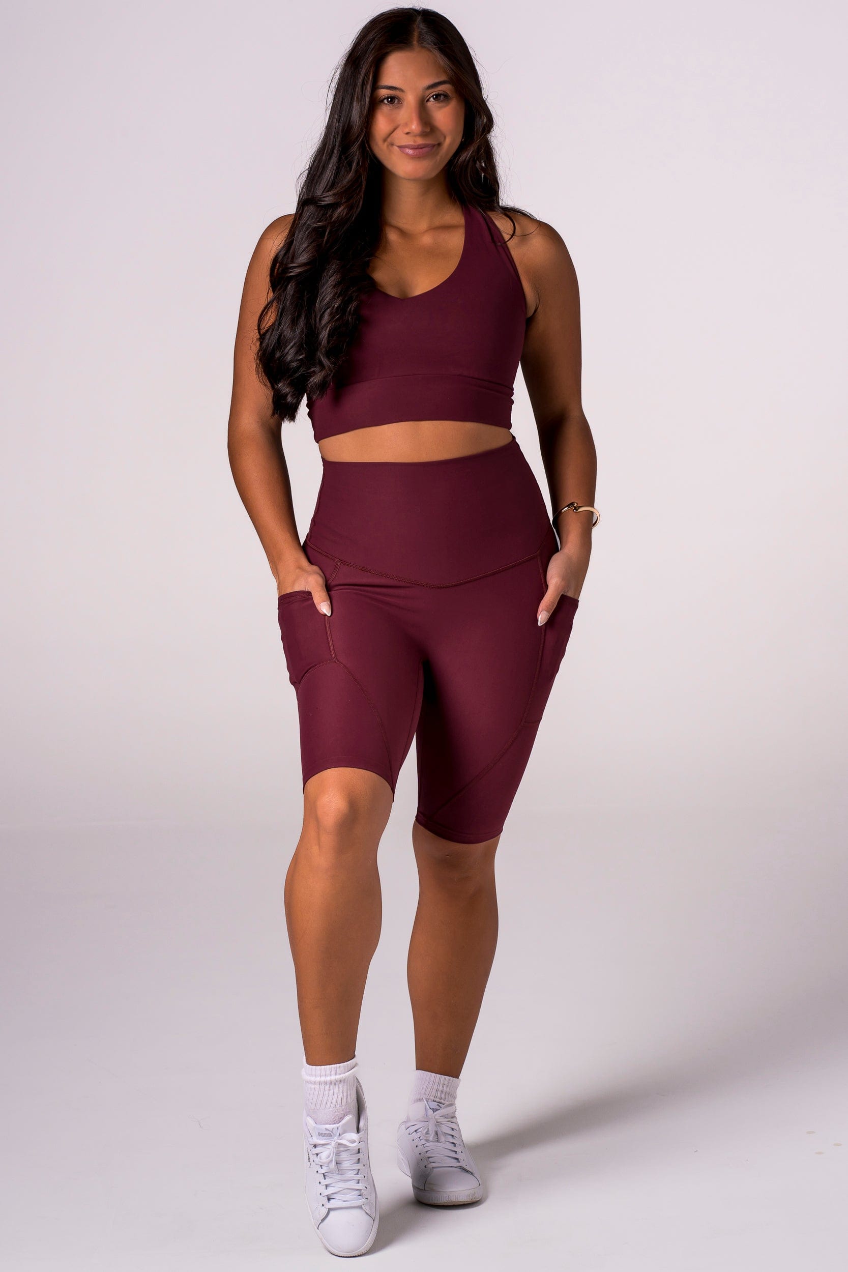 Cherry Cola Dynamic High Waisted Pocket Shaper Bike Shorts