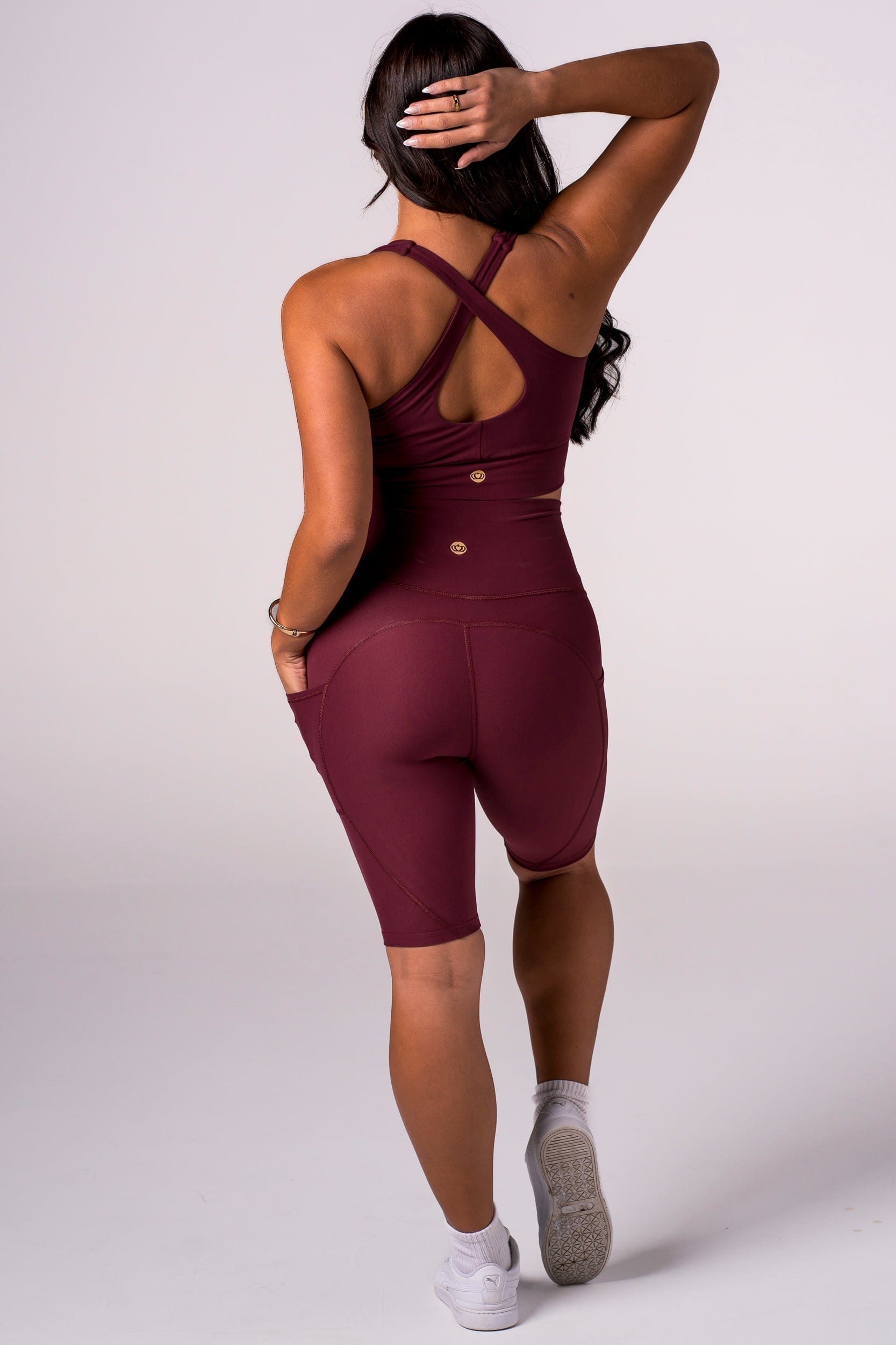Cherry Cola Dynamic High Waisted Pocket Shaper Bike Shorts
