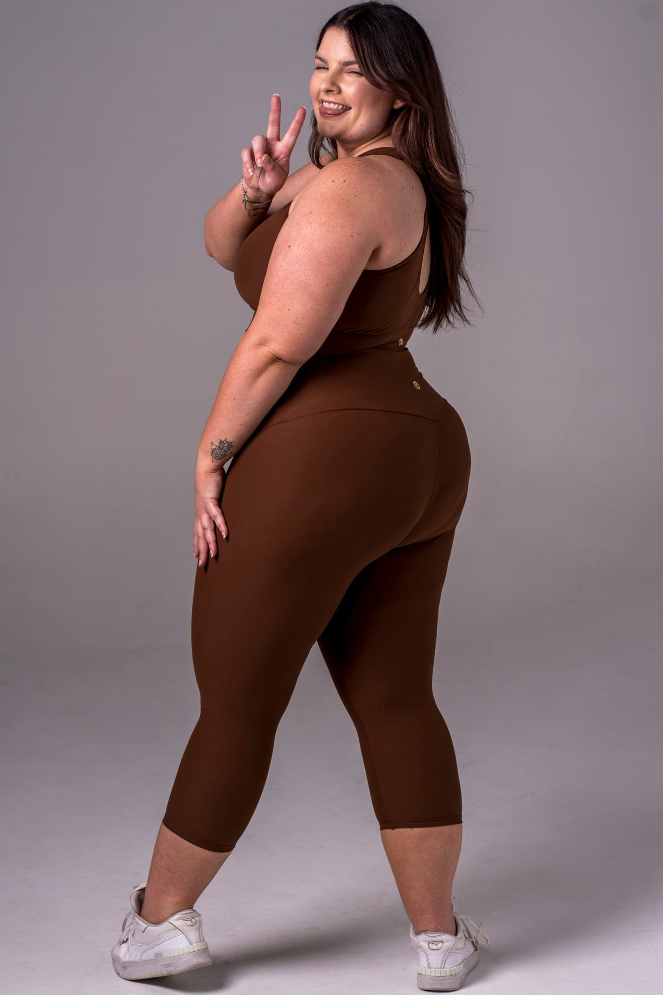 Chocolate Dynamic High Waisted Capri Leggings