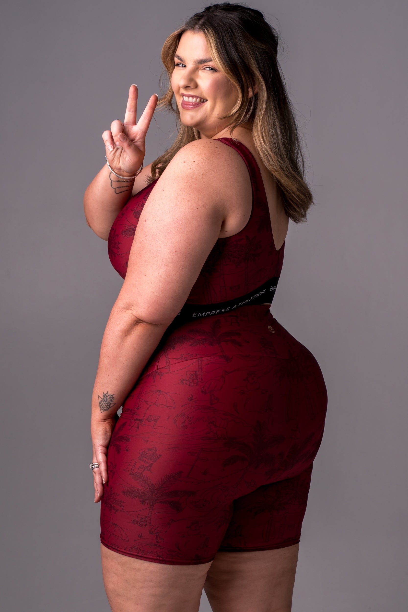 Red high waisted booty shorts sales