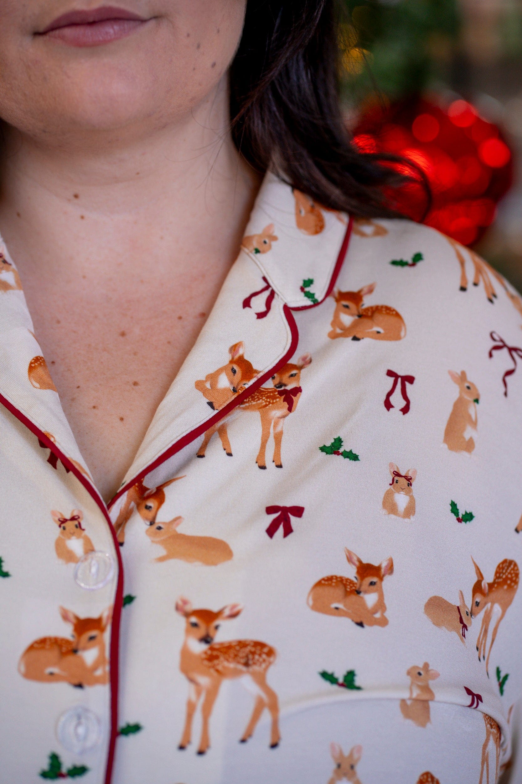 Deer Santa Bamboo Pyjama Long Sleeve Shirt