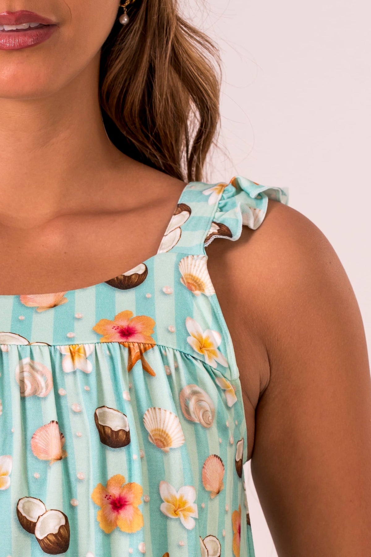 Endless Summer Bamboo Frill Pyjama Shirt