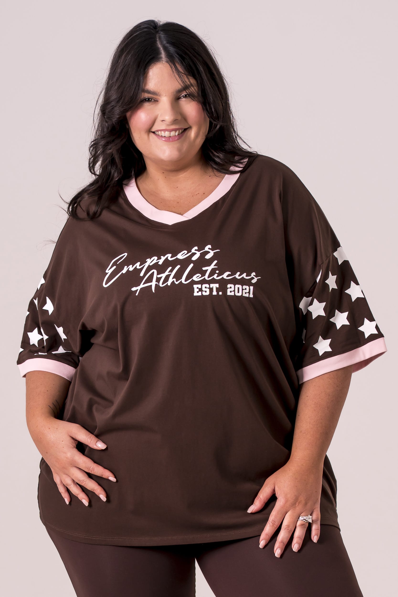 Espresso Club V Neck Oversized T-Shirt