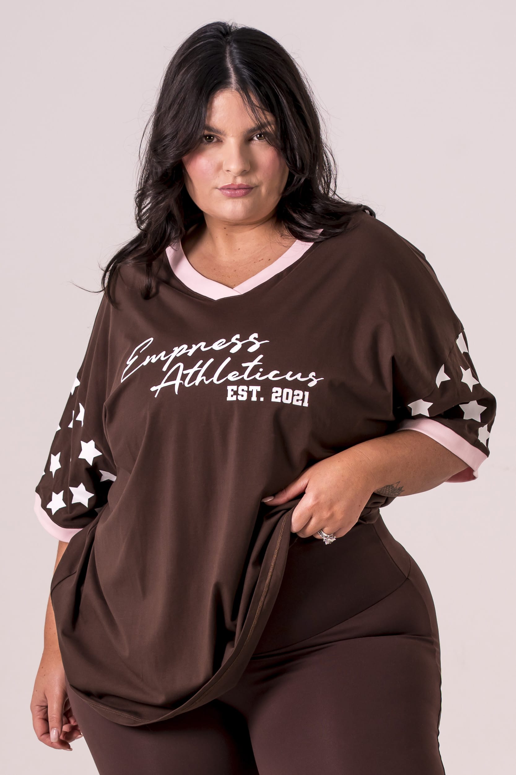 Espresso Club V Neck Oversized T-Shirt