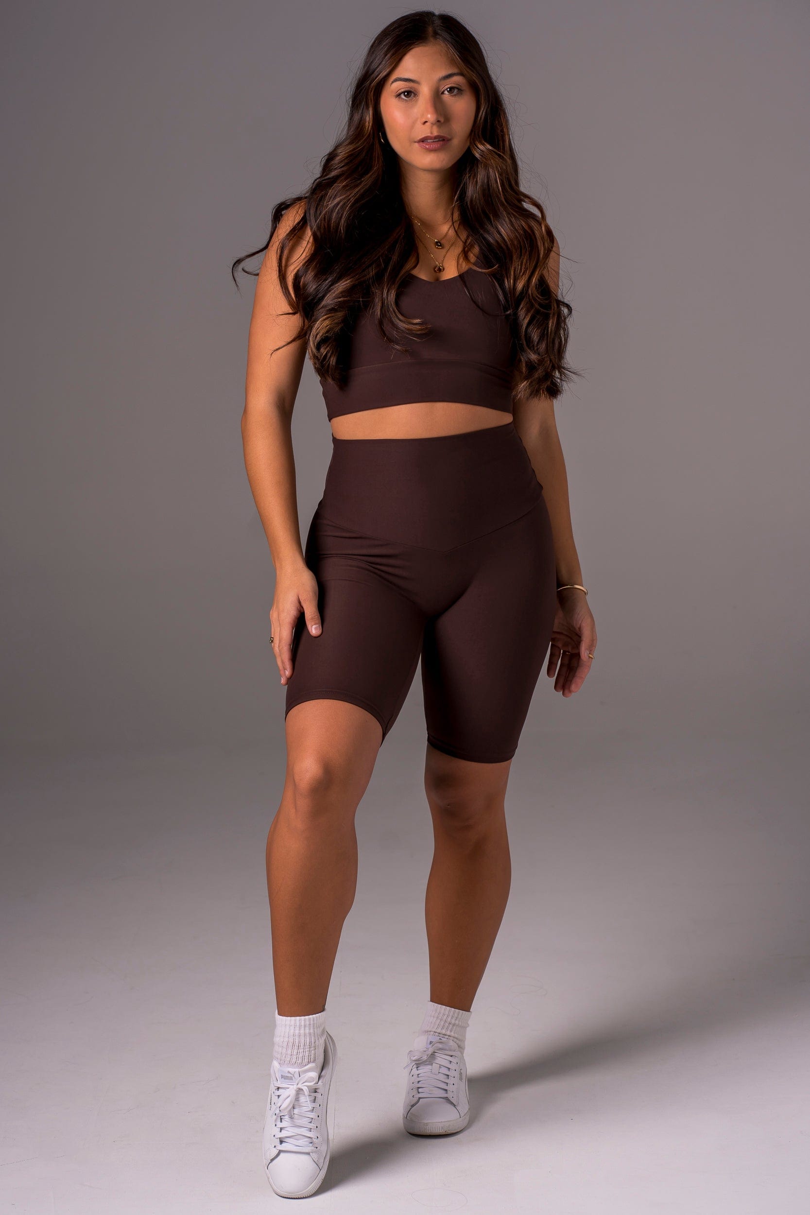 Espresso Dynamic High Waisted Bike Shorts