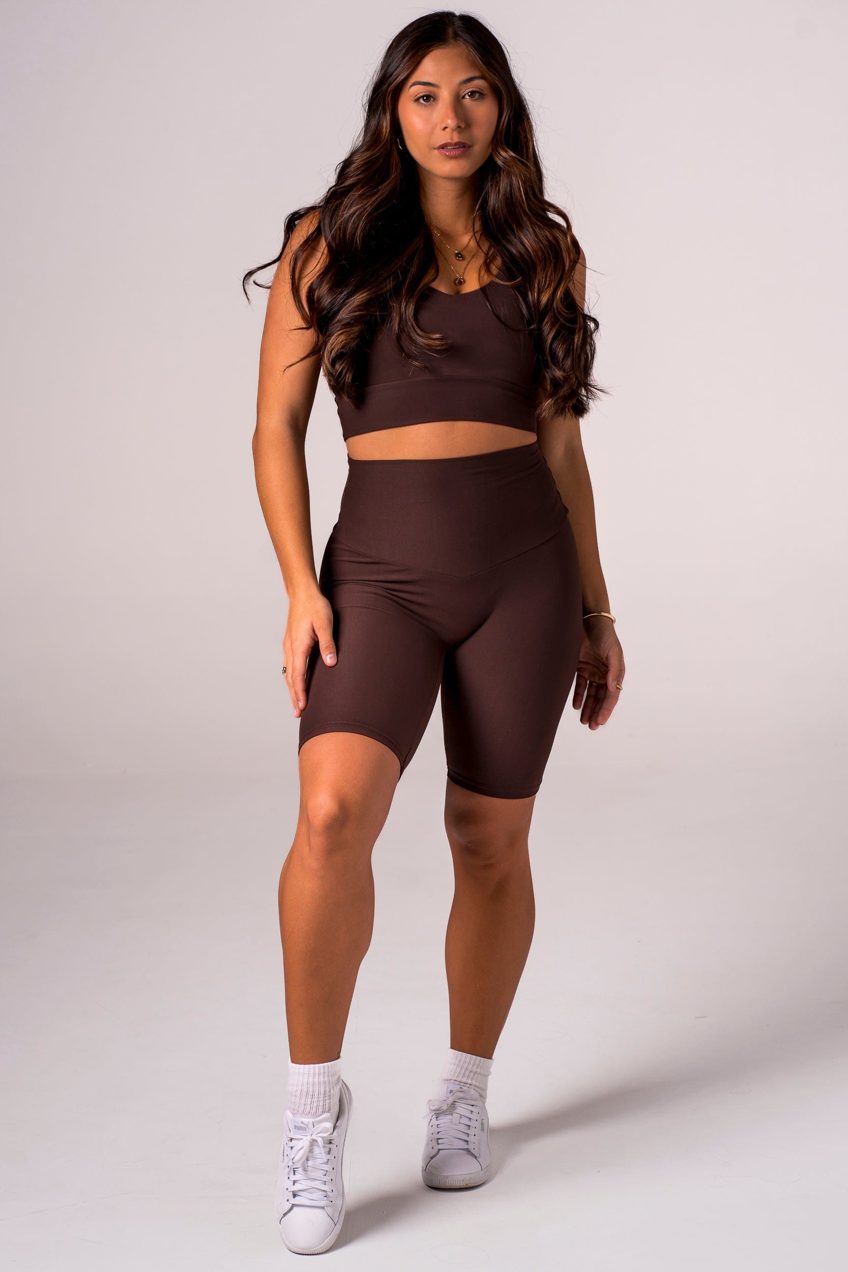 Espresso Dynamic High Waisted Bike Shorts
