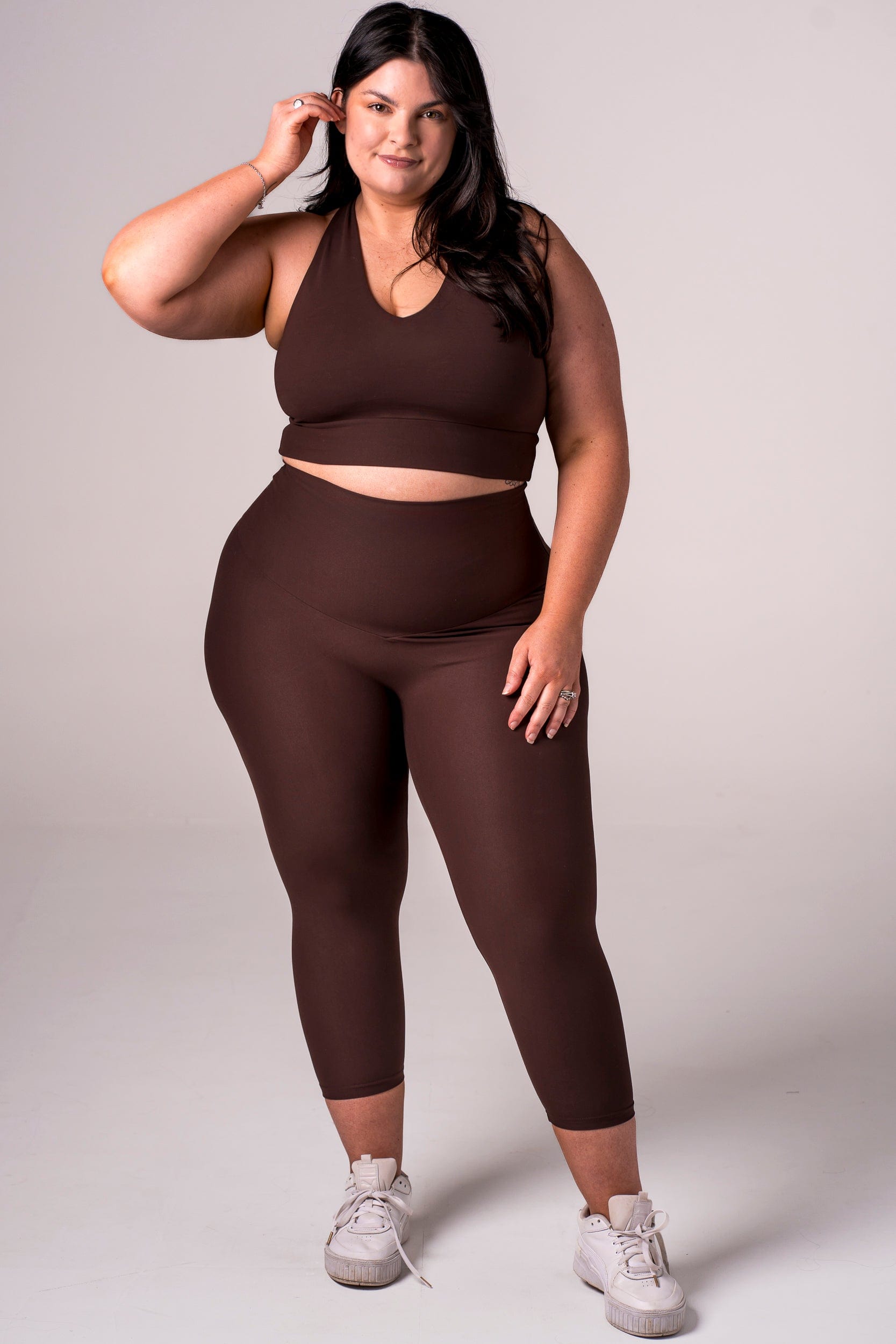 Espresso Dynamic High Waisted Capri Leggings