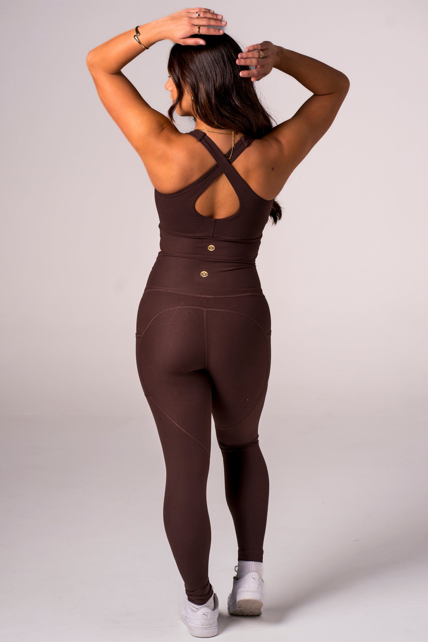 Espresso Dynamic High Waisted Pocket Shaper Ankle Biter Leggings