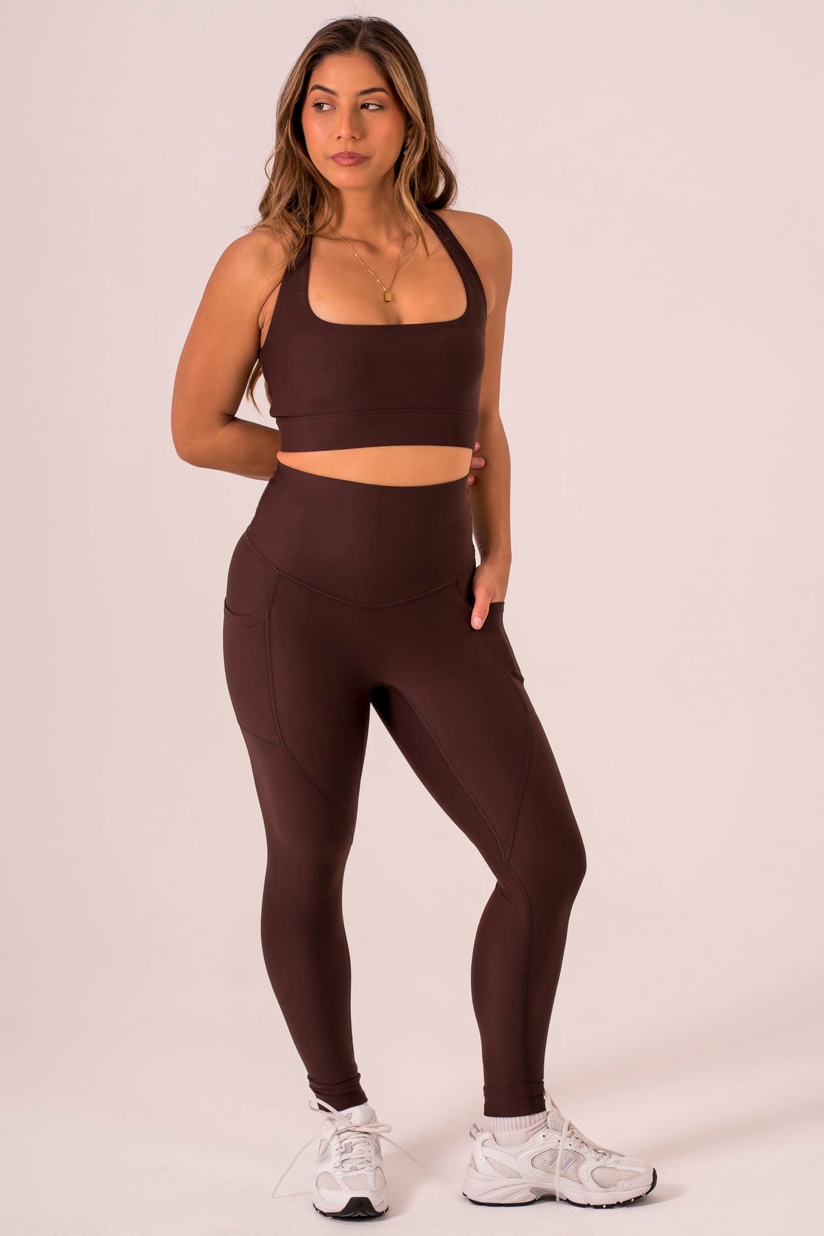 Espresso Dynamic High Waisted Pocket Shaper Ankle Biter Leggings