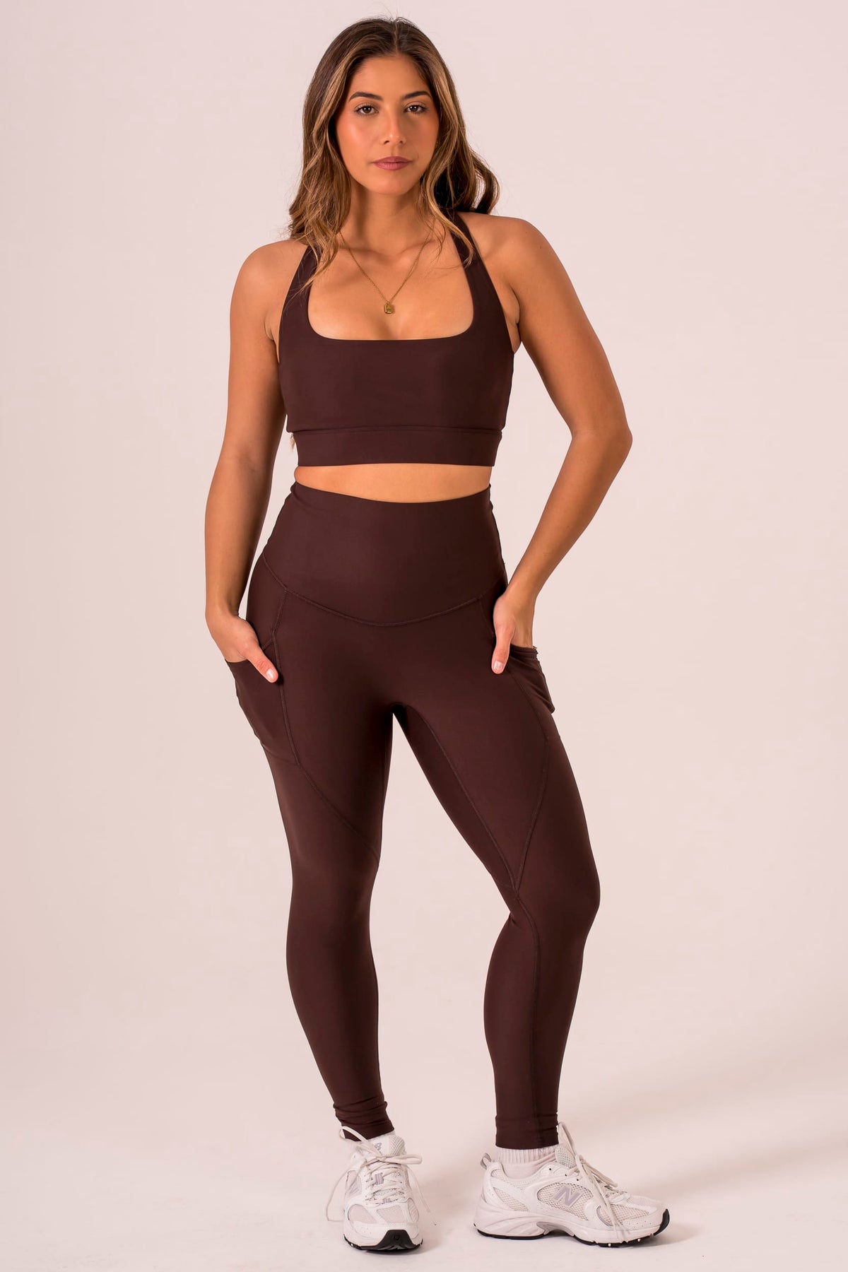Espresso Dynamic High Waisted Pocket Shaper Ankle Biter Leggings