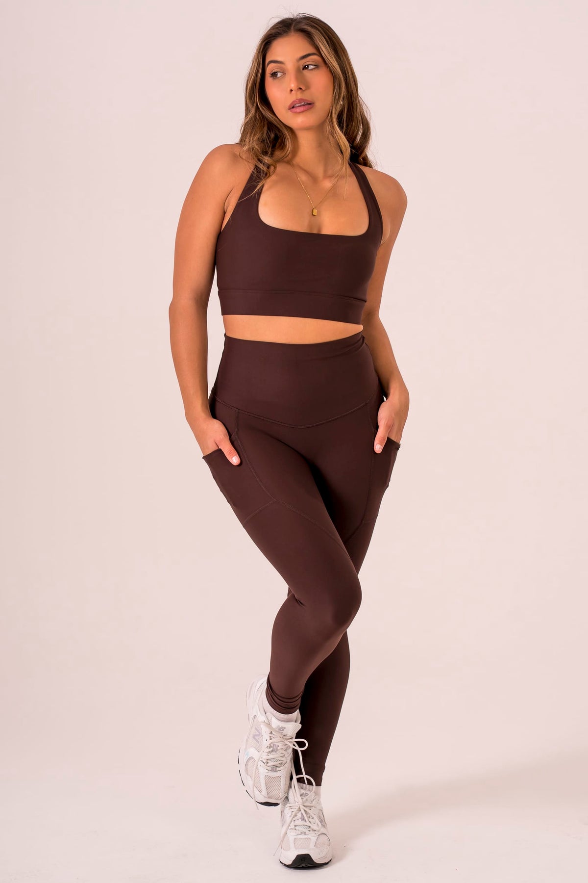 Espresso Dynamic High Waisted Pocket Shaper Ankle Biter Leggings