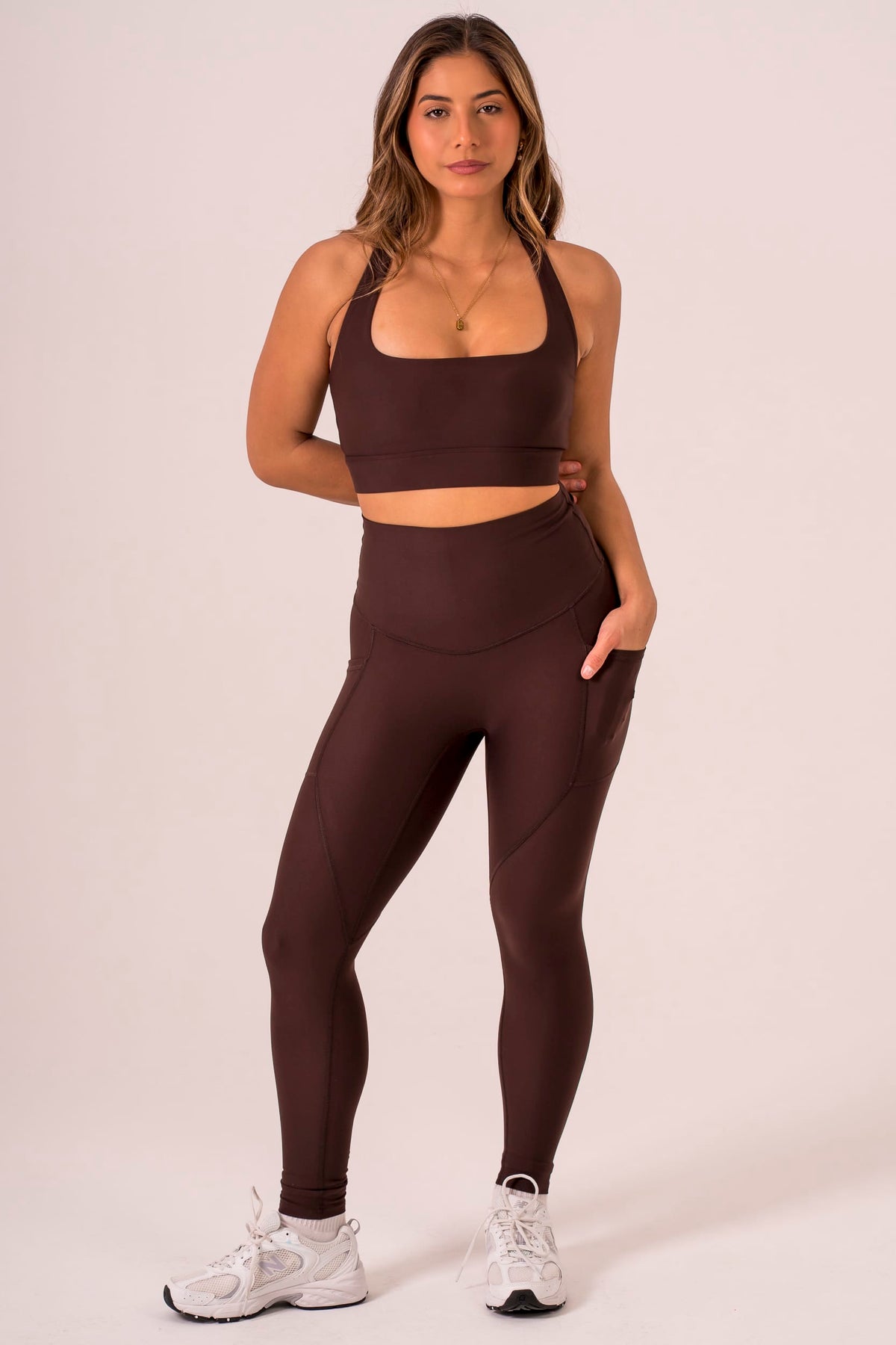 Espresso Dynamic High Waisted Pocket Shaper Ankle Biter Leggings