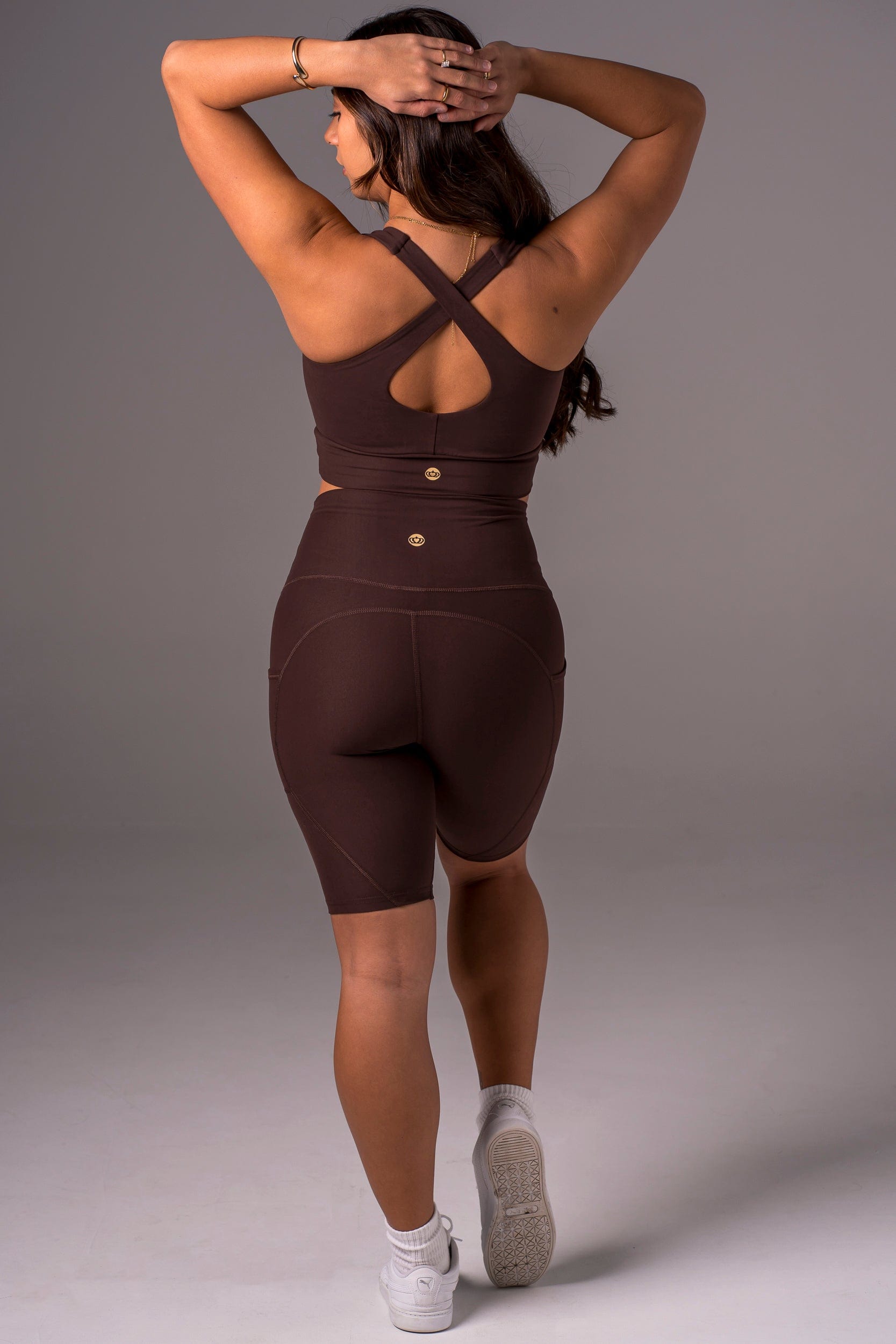 Espresso Dynamic High Waisted Pocket Shaper Bike Shorts