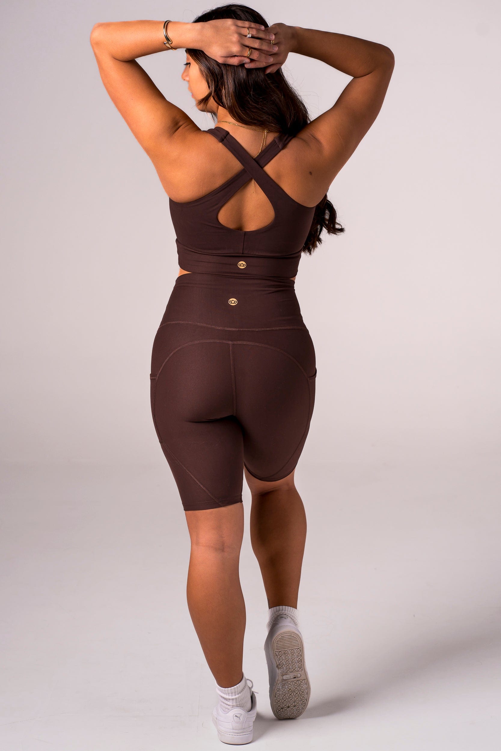 Espresso Dynamic High Waisted Pocket Shaper Bike Shorts