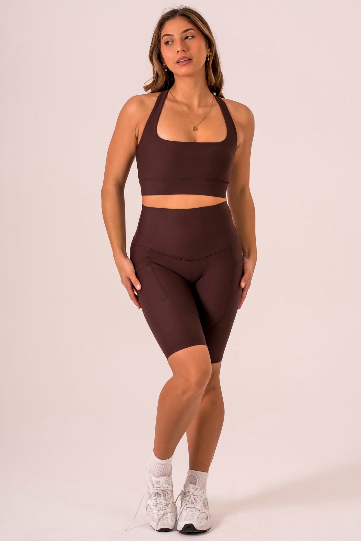 Espresso Dynamic High Waisted Pocket Shaper Bike Shorts