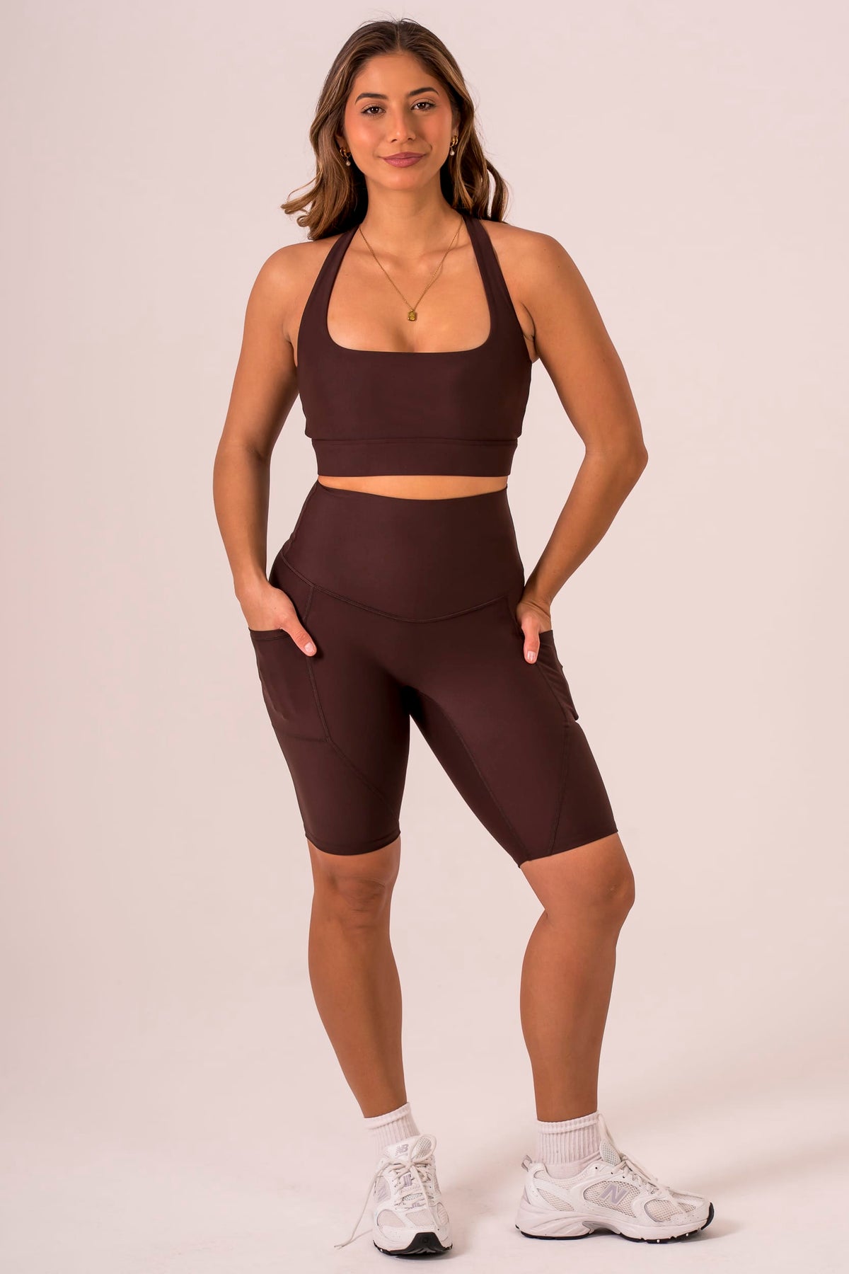 Espresso Dynamic High Waisted Pocket Shaper Bike Shorts