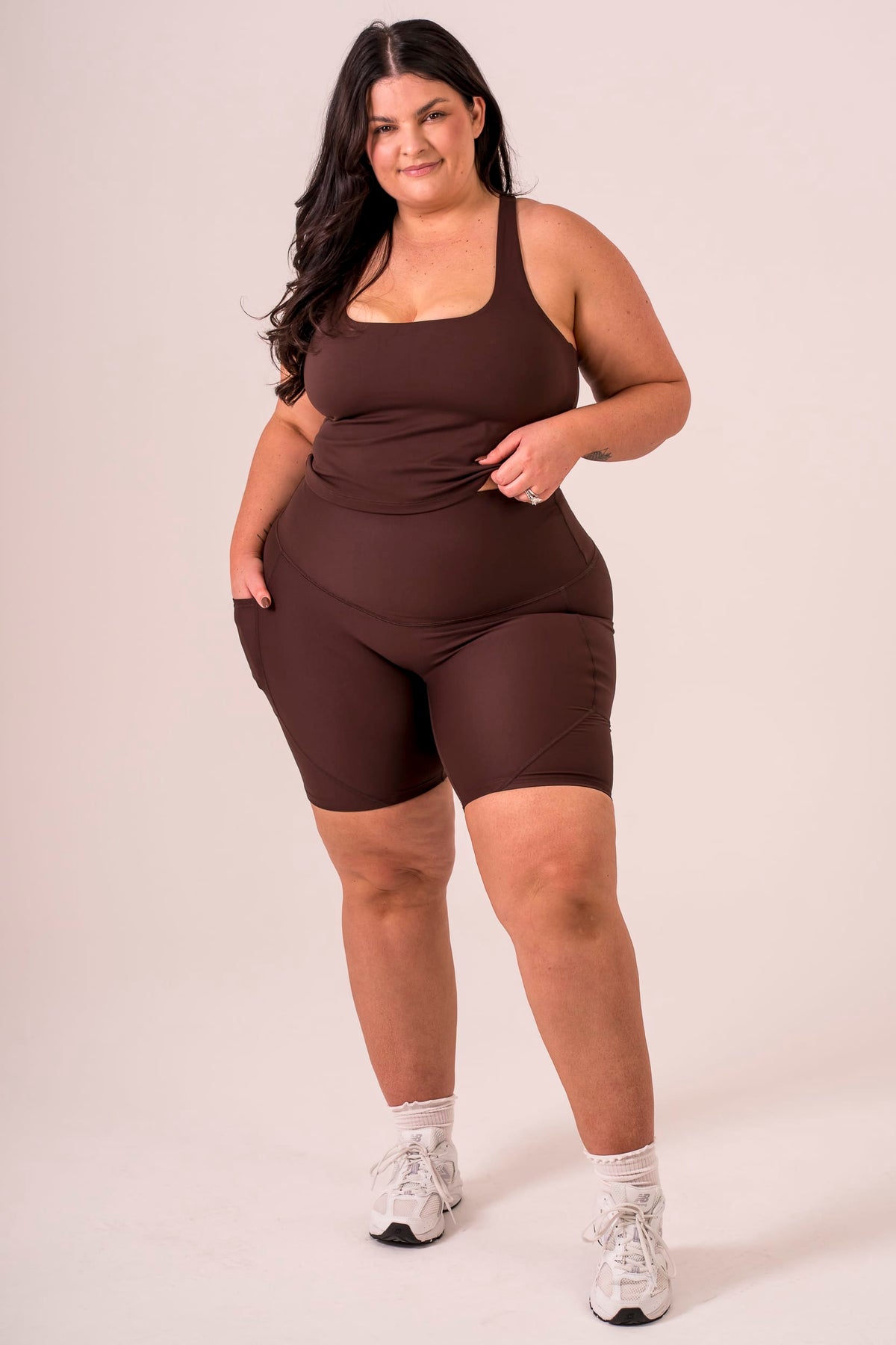 Espresso Dynamic High Waisted Pocket Shaper Booty Shorts