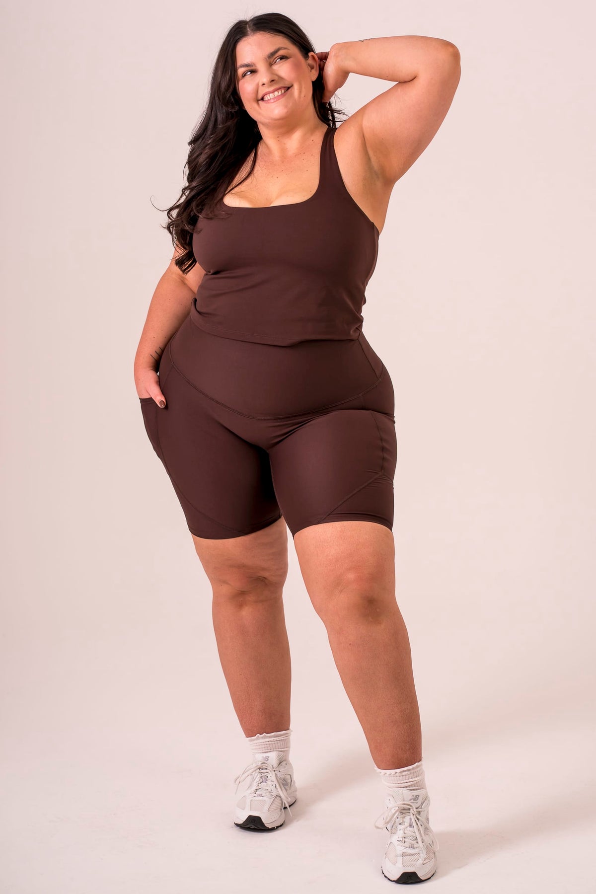 Espresso Dynamic High Waisted Pocket Shaper Booty Shorts