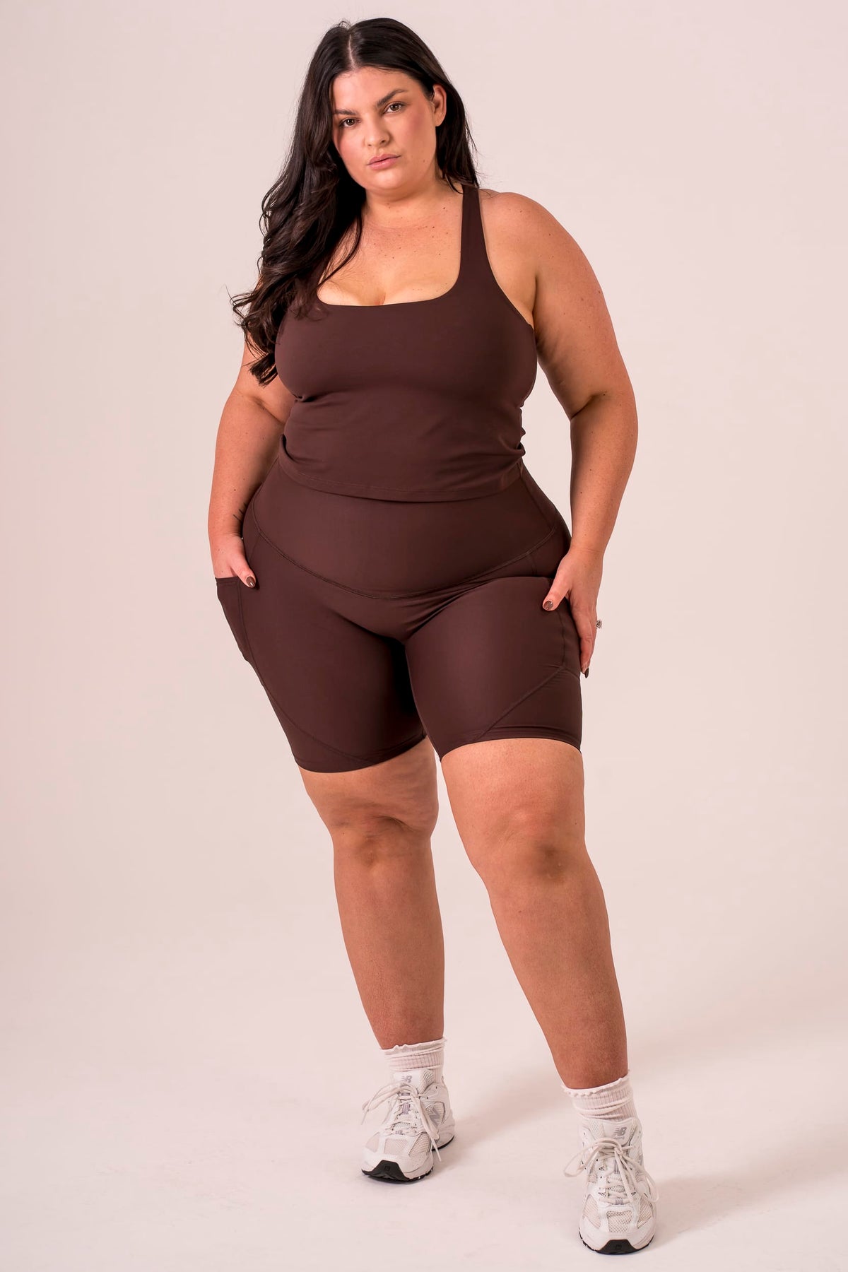 Espresso Dynamic High Waisted Pocket Shaper Booty Shorts