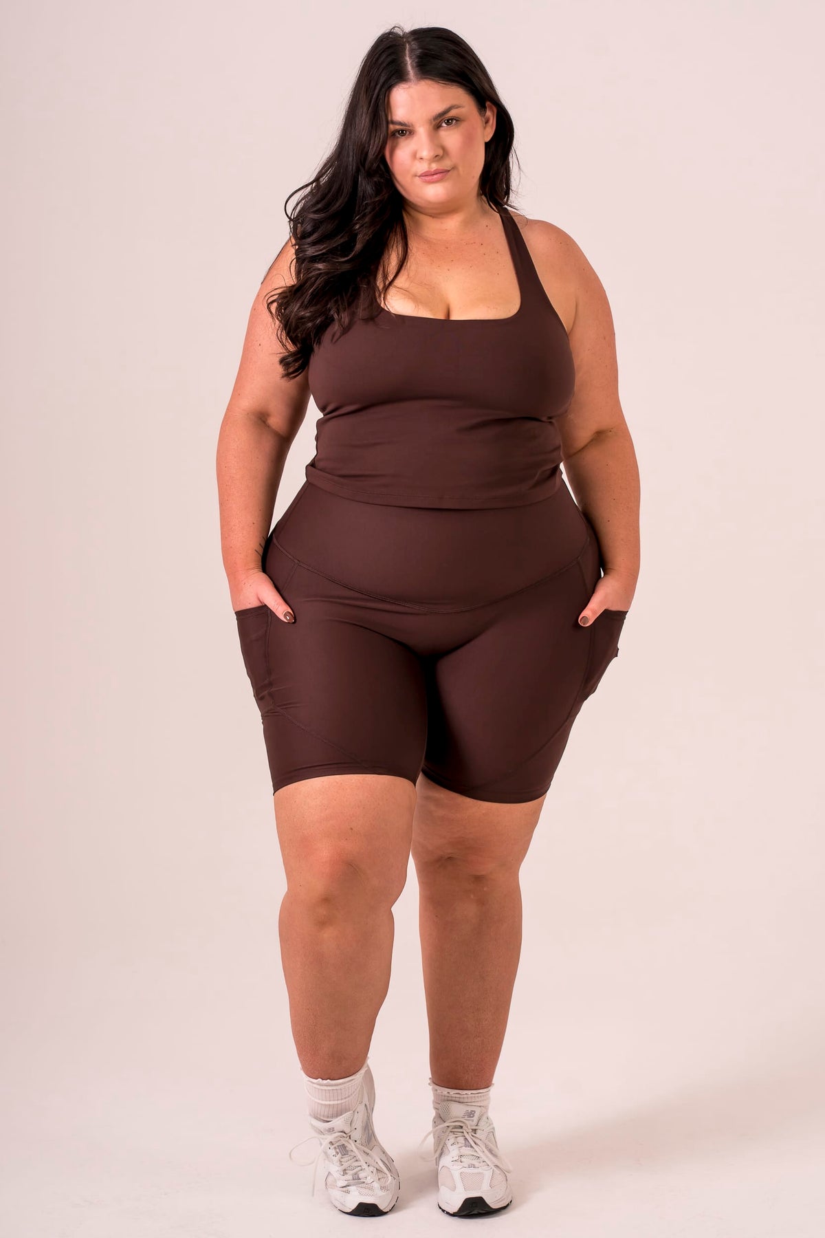 Espresso Dynamic High Waisted Pocket Shaper Booty Shorts