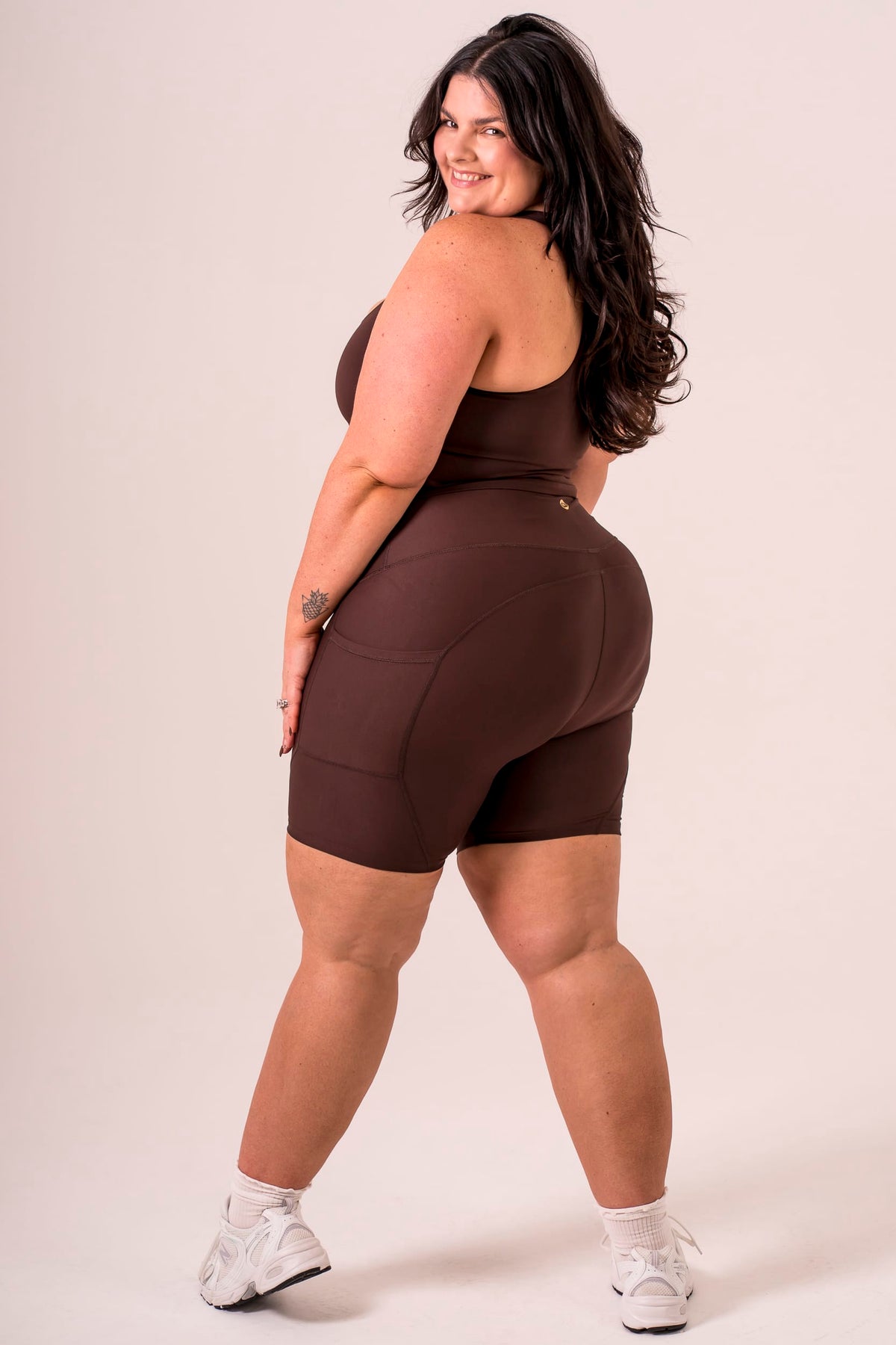 Espresso Dynamic High Waisted Pocket Shaper Booty Shorts