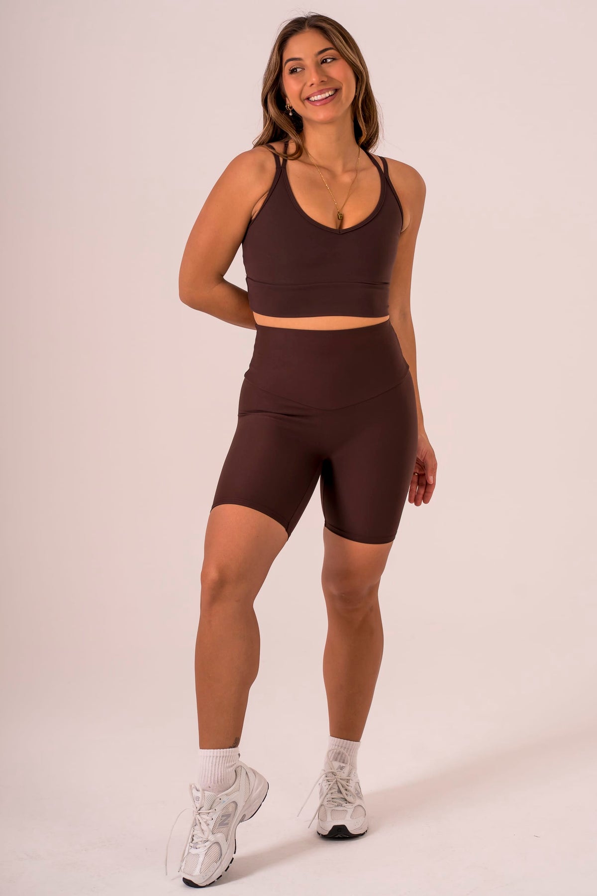 Espresso Dynamic Pocket Band Booty Shorts
