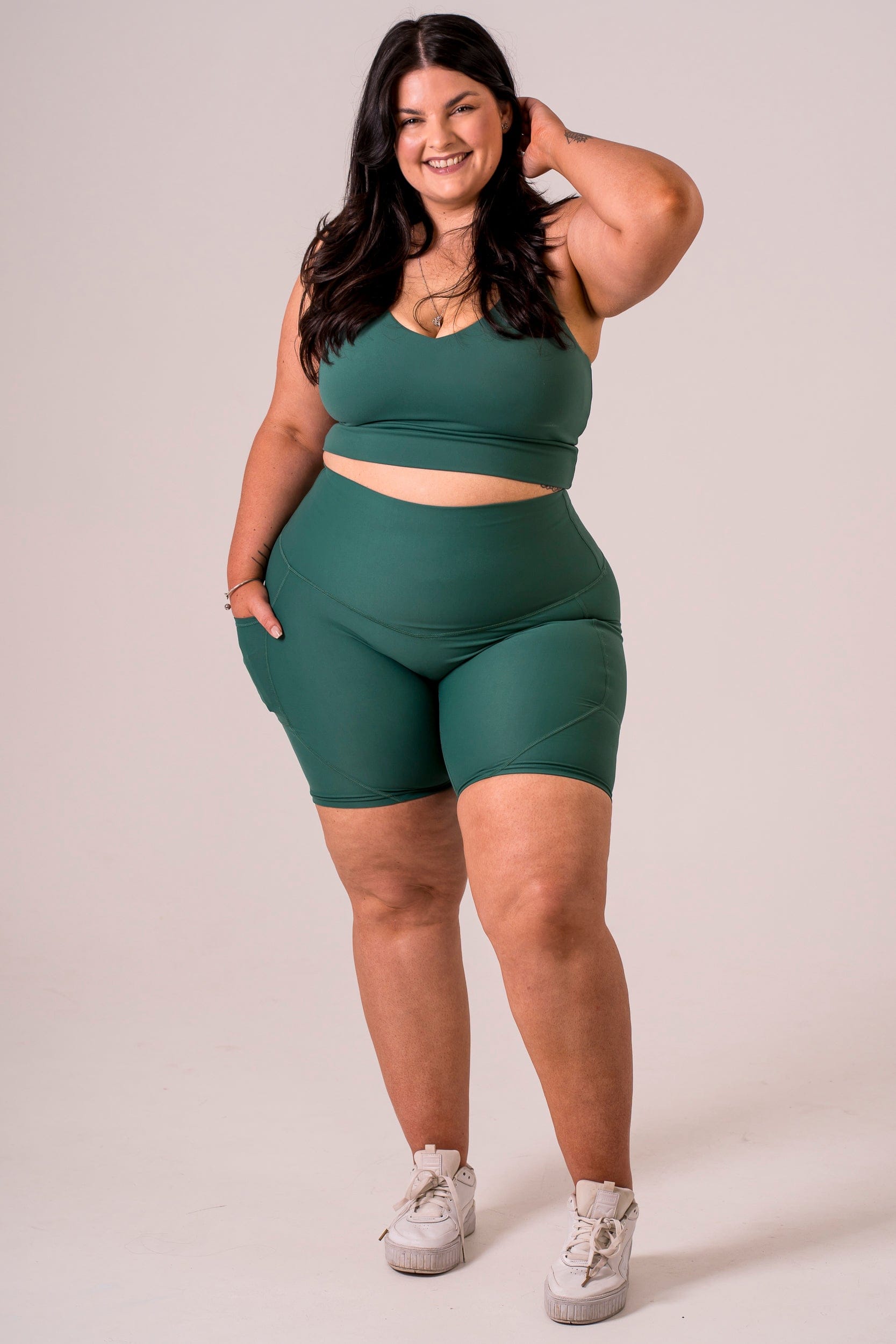 Forest Dynamic High Waisted Pocket Shaper Booty Shorts