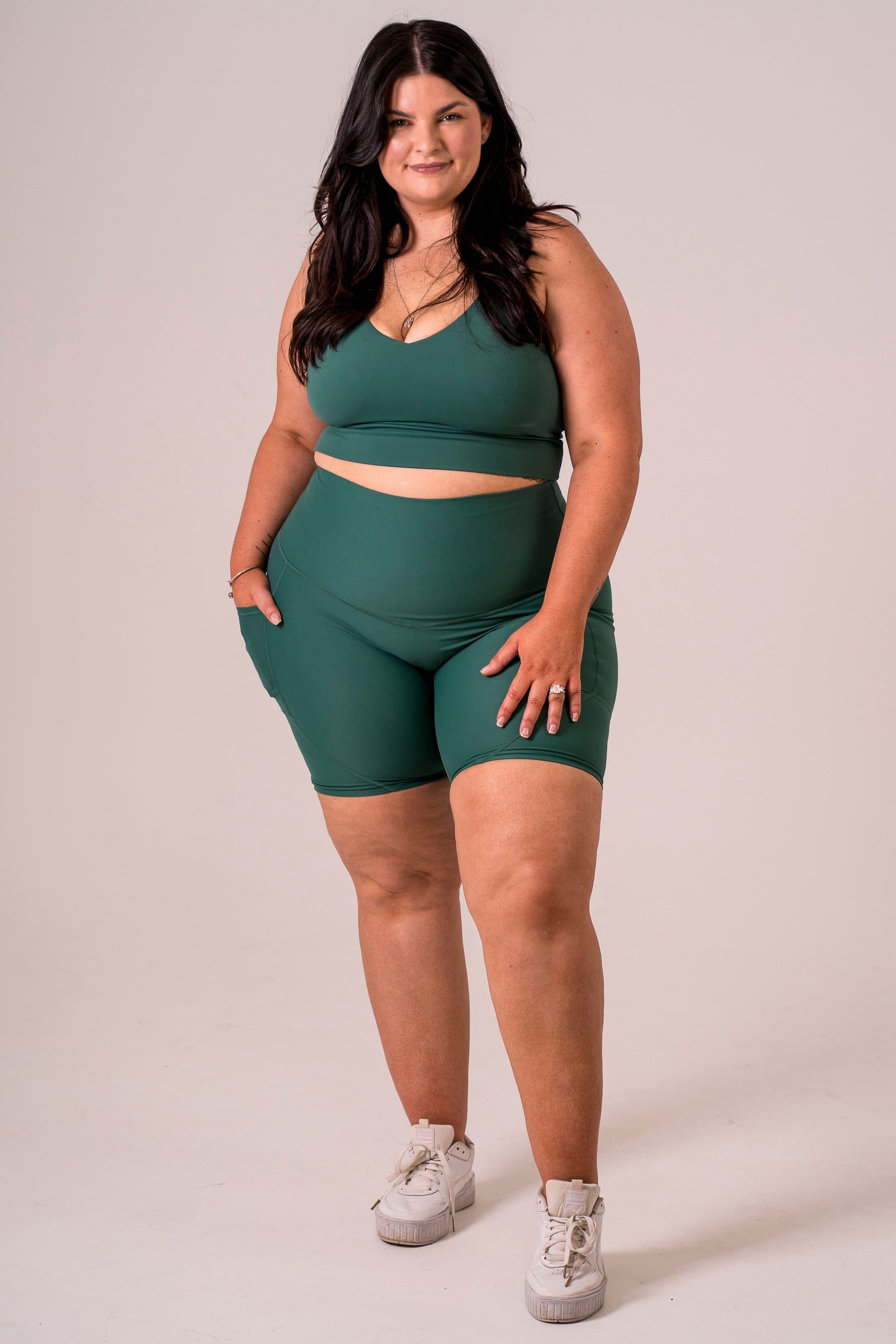 Forest Dynamic High Waisted Pocket Shaper Booty Shorts