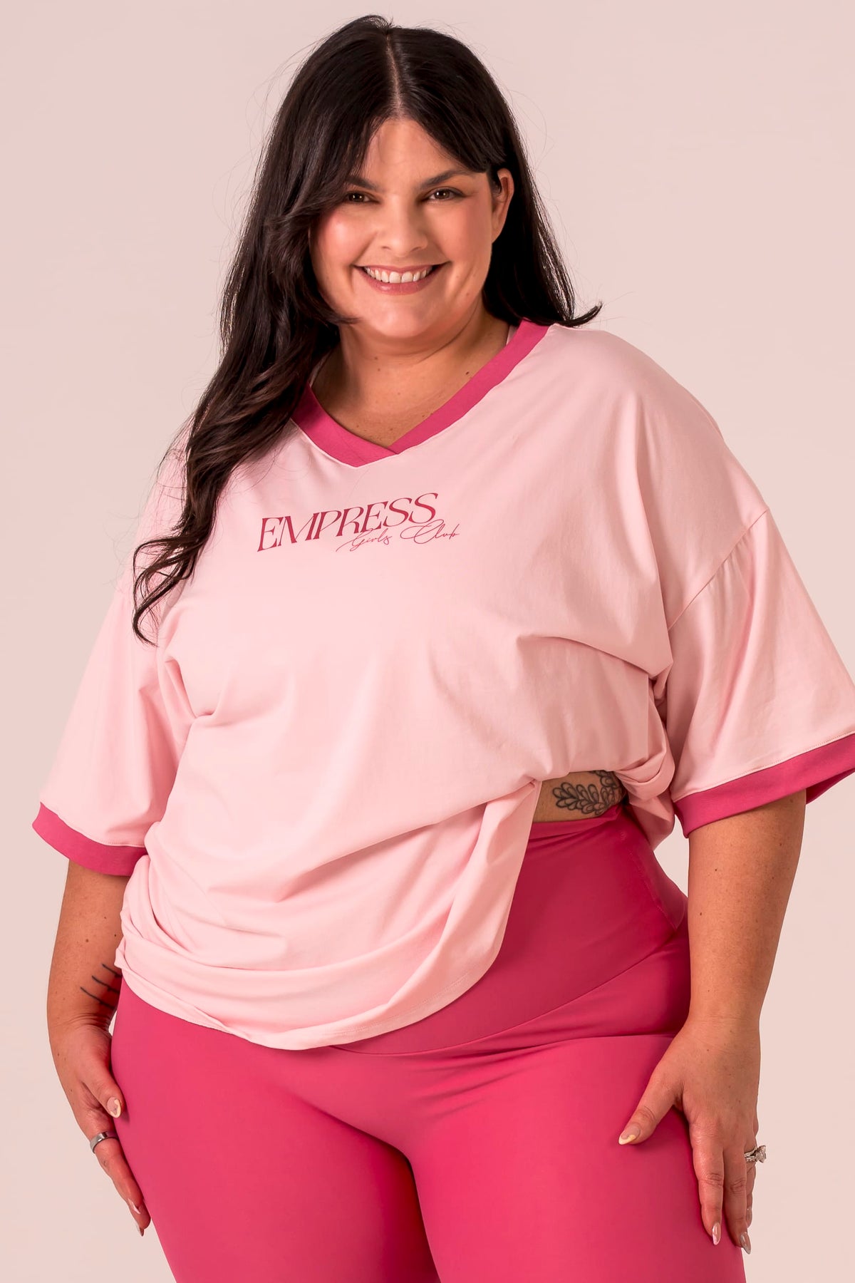 Girls Club V Neck Oversized T-Shirt