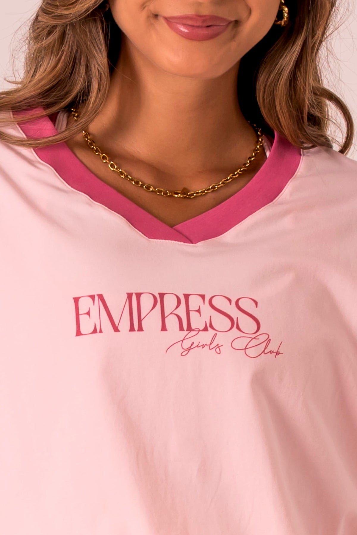 Girls Club V Neck Oversized T-Shirt