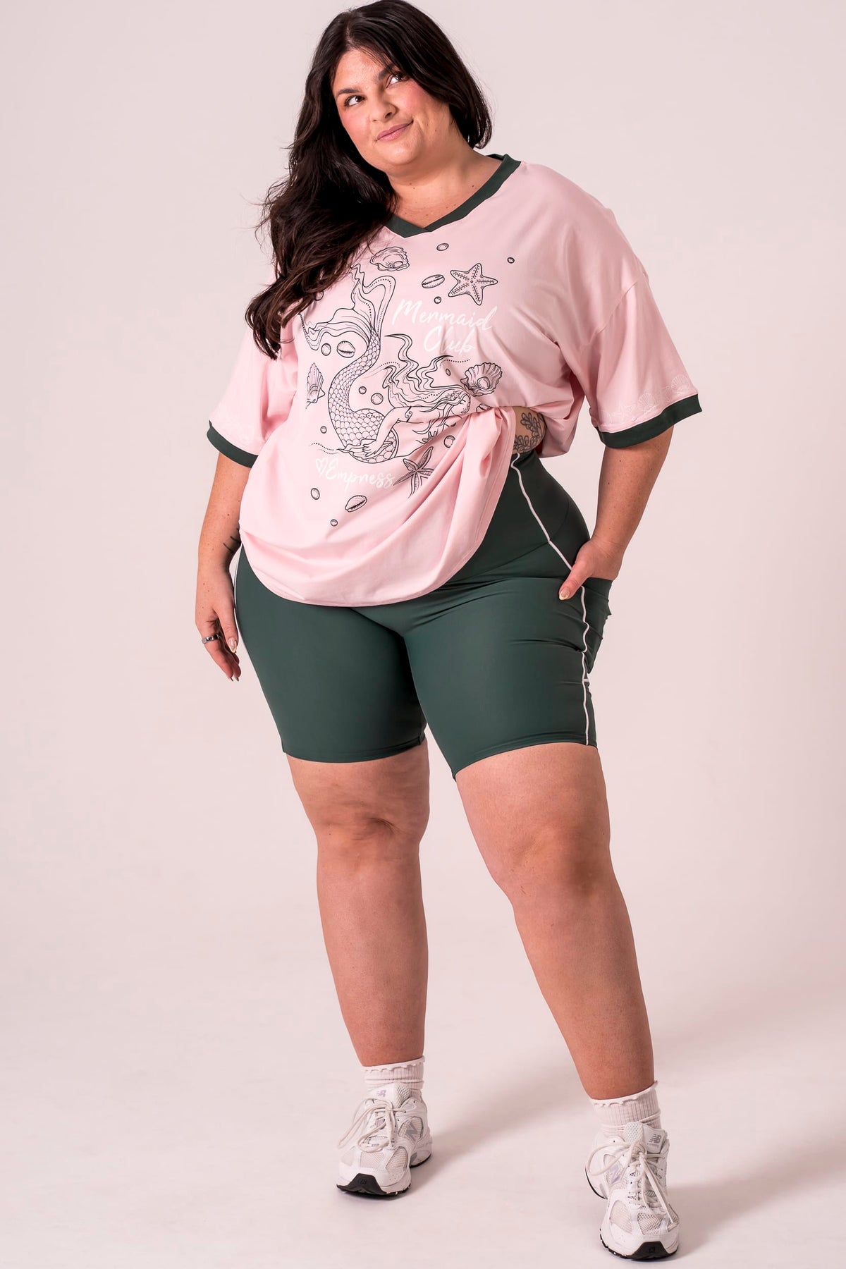 Mermaid Club V Neck Oversized T-Shirt