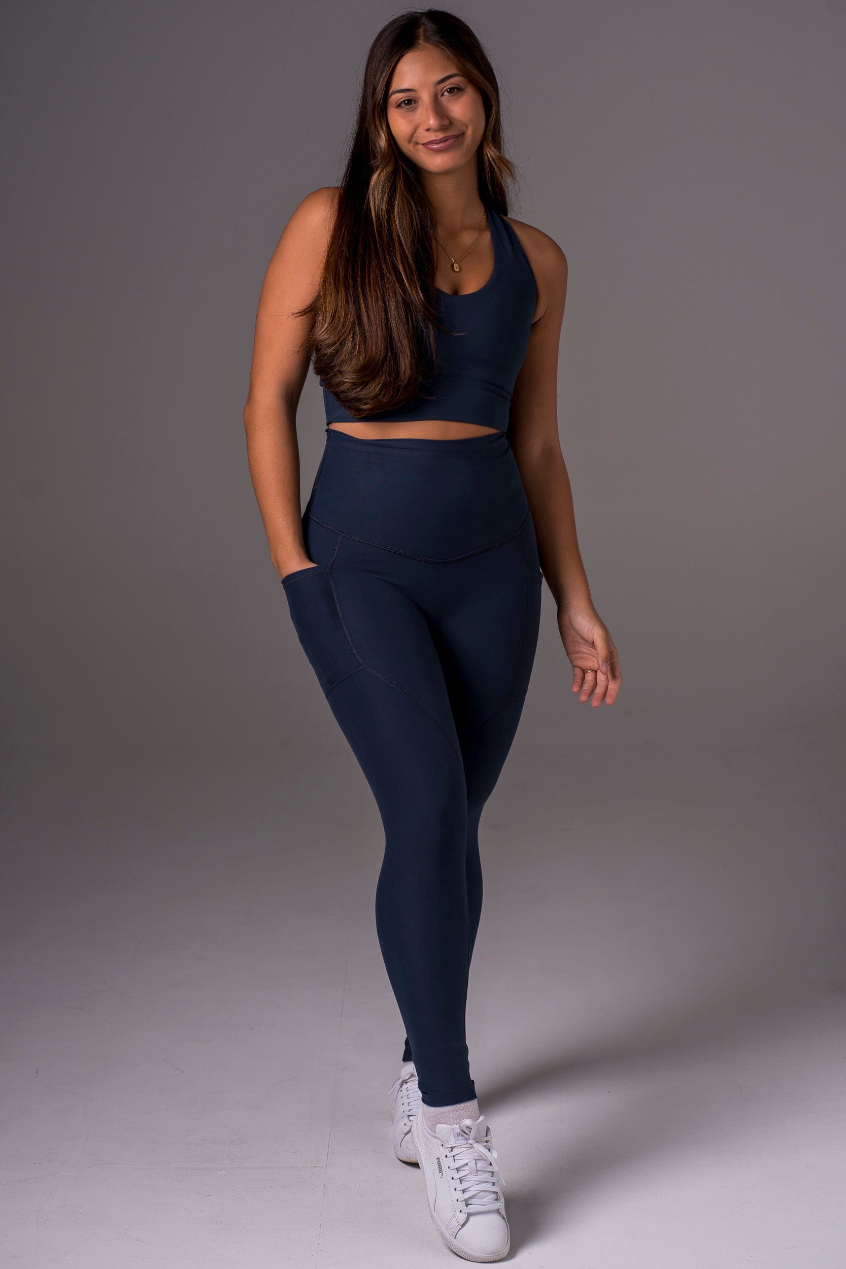 Midnight Dynamic High Waisted Pocket Shaper Ankle Biter Leggings