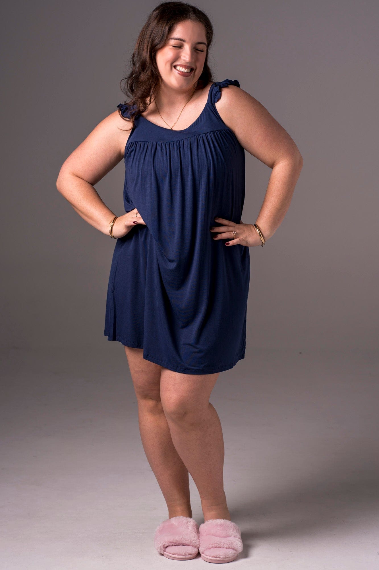 Navy Bamboo Pyjama Dress
