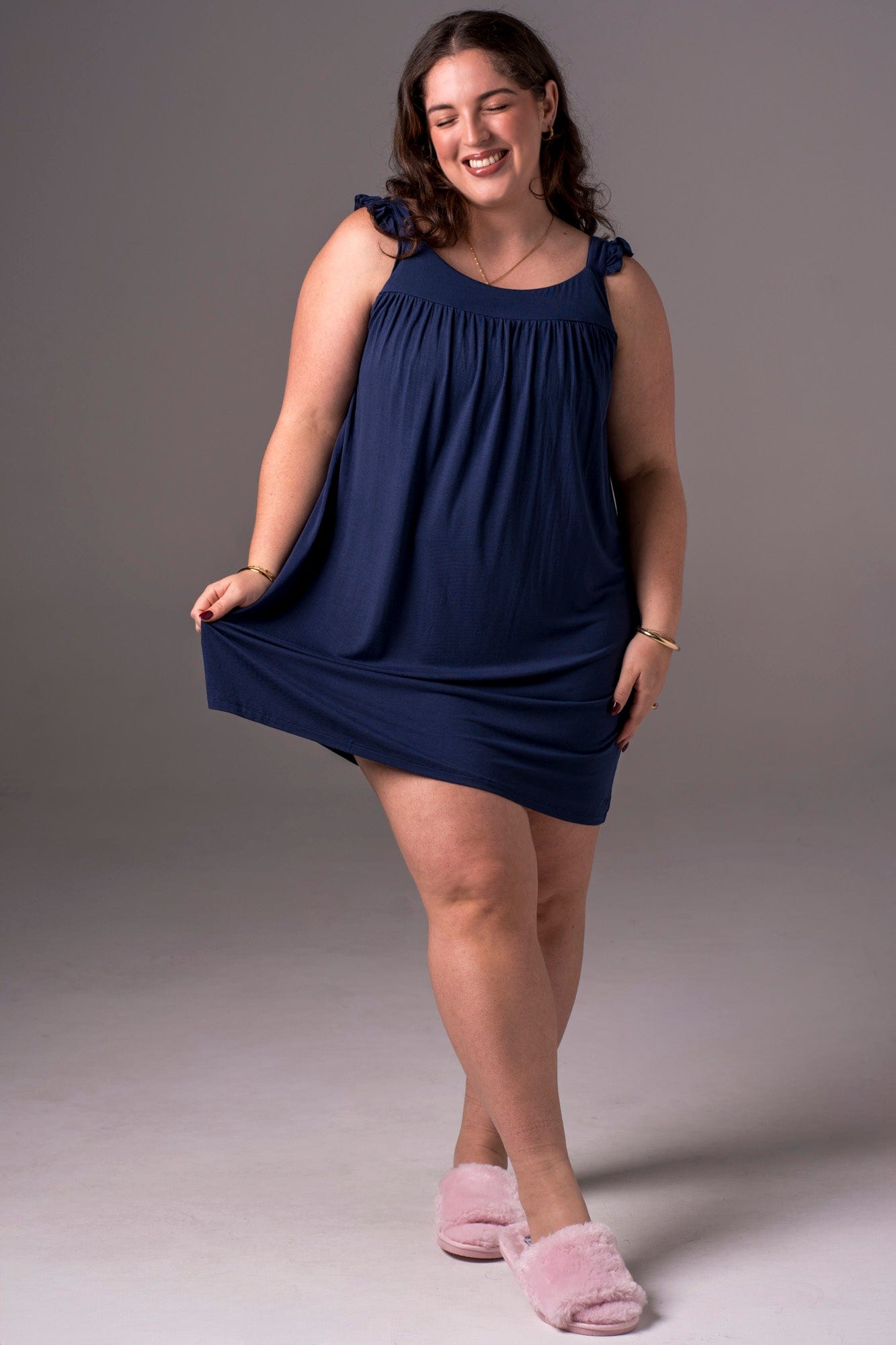 Navy Bamboo Pyjama Dress