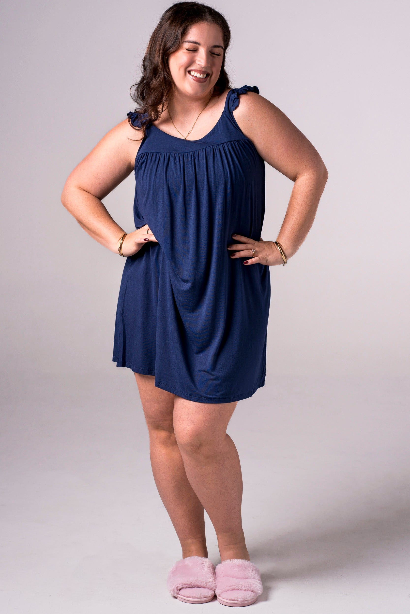 Navy Bamboo Pyjama Dress