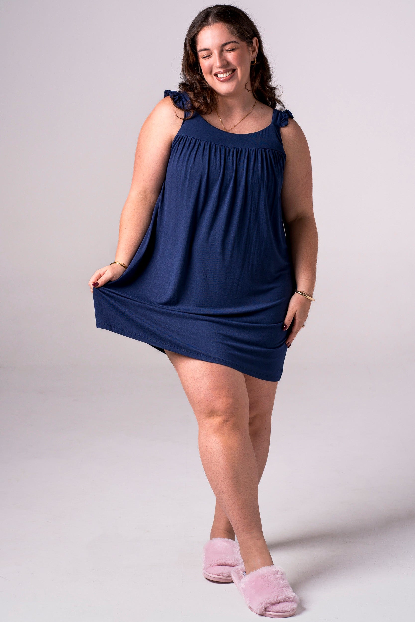 Navy Bamboo Pyjama Dress