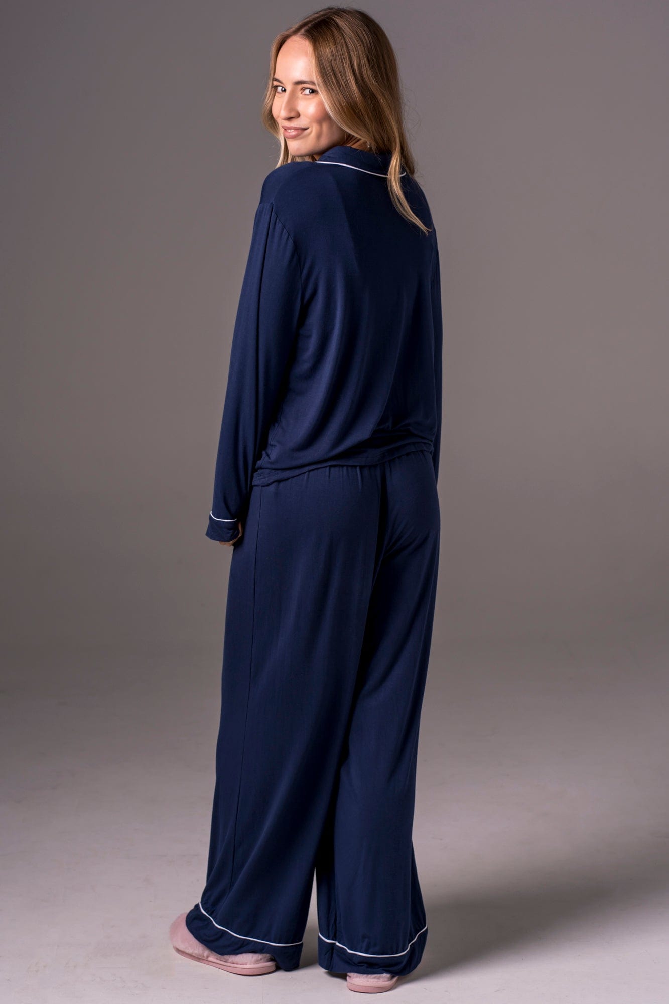 Navy Bamboo Pyjama Long Set